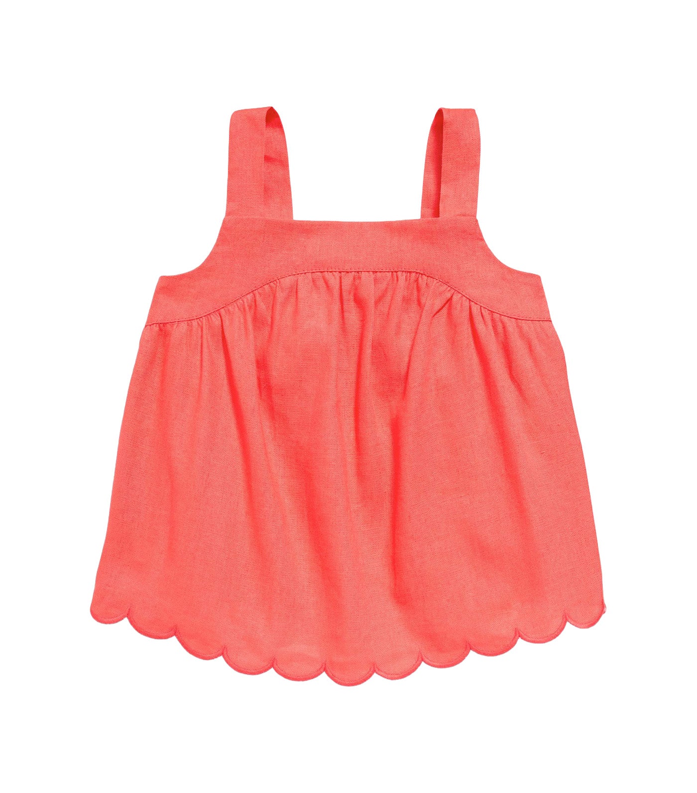 Sleeveless Linen-Blend Scalloped-Hem Top for Toddler Girls