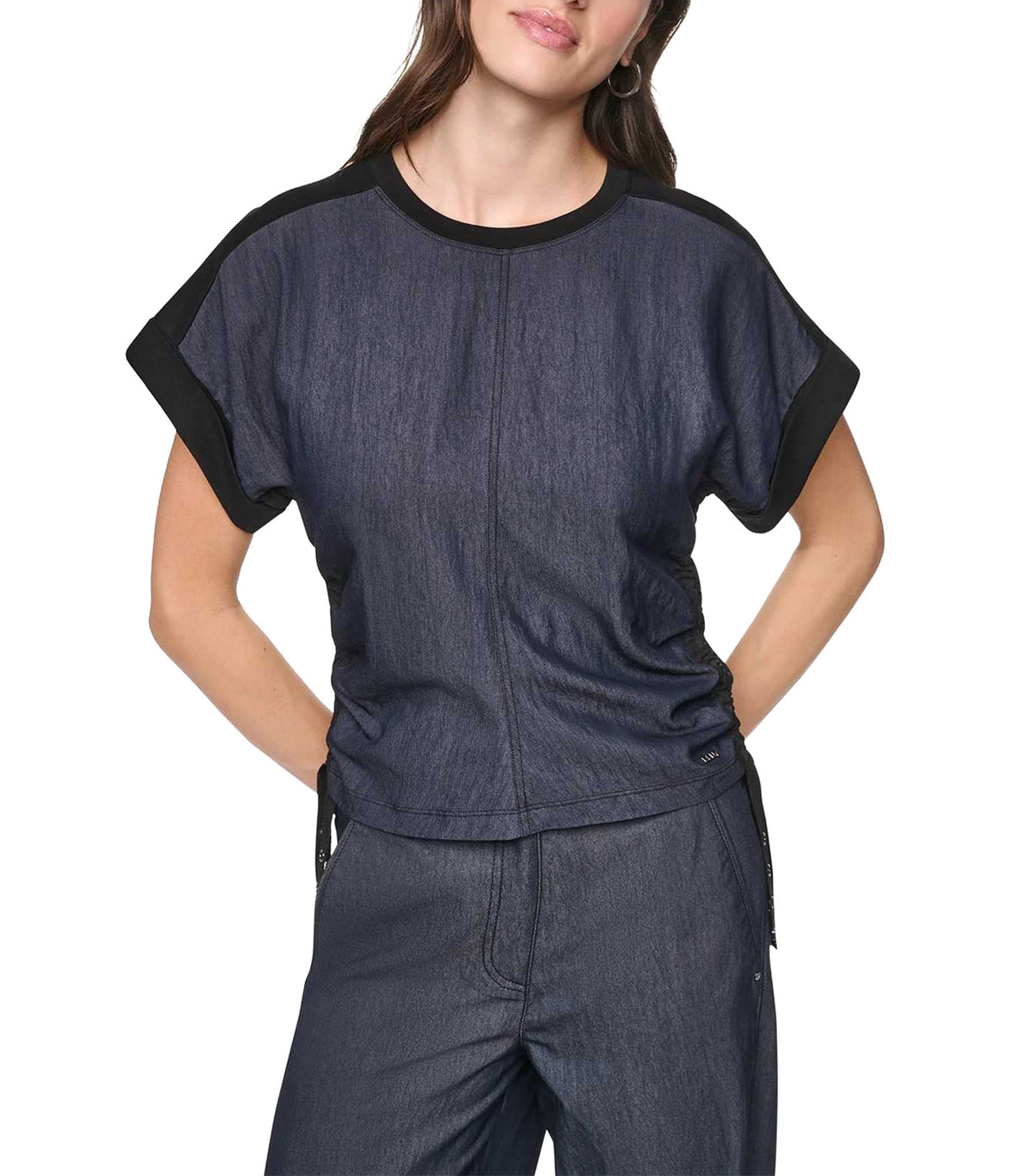 Washed Indigo Side Ruched Top Indigo