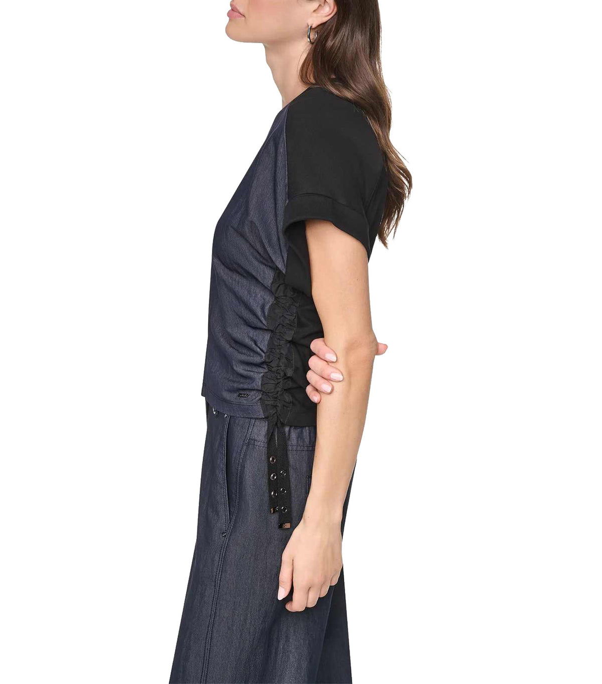 Washed Indigo Side Ruched Top Indigo