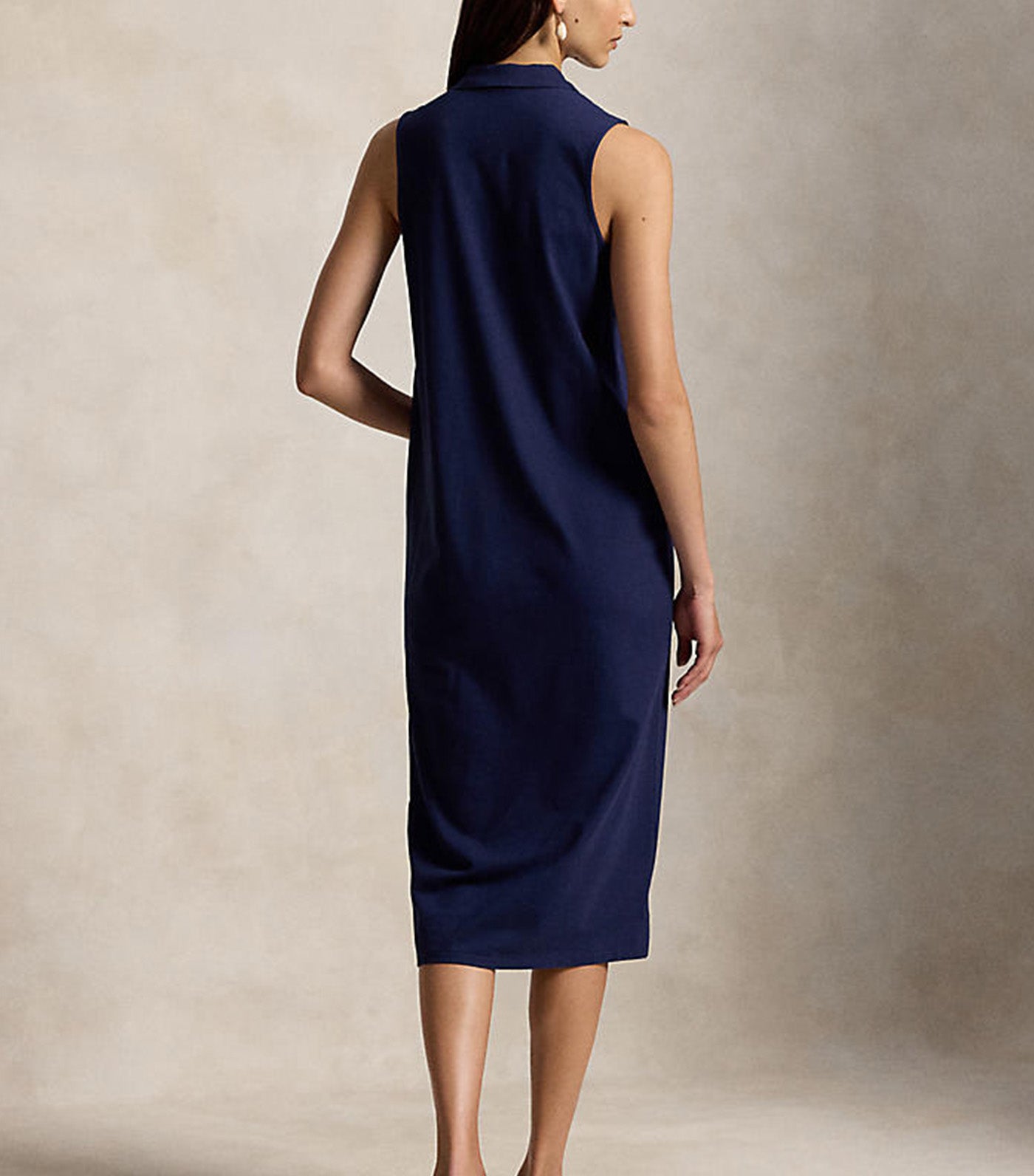 Women's Stretch-Cotton Sleeveless Polo Dress Navy