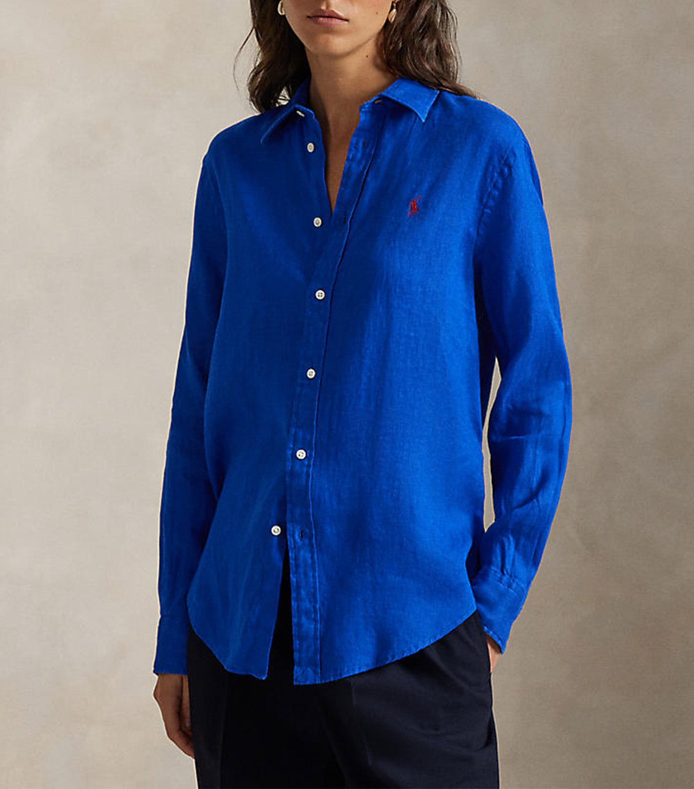 Polo Ralph Lauren Women's Classic Fit Linen Shirt Dark Blue | Rustan's
