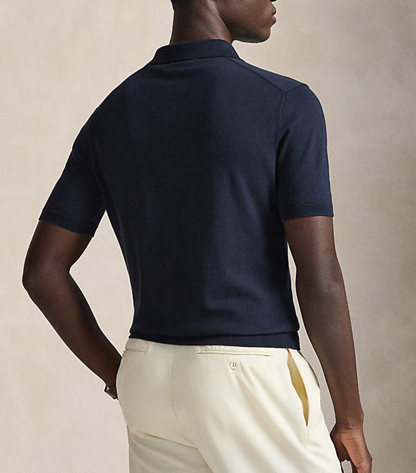 Men's Cotton Polo-Collar Sweater Blue