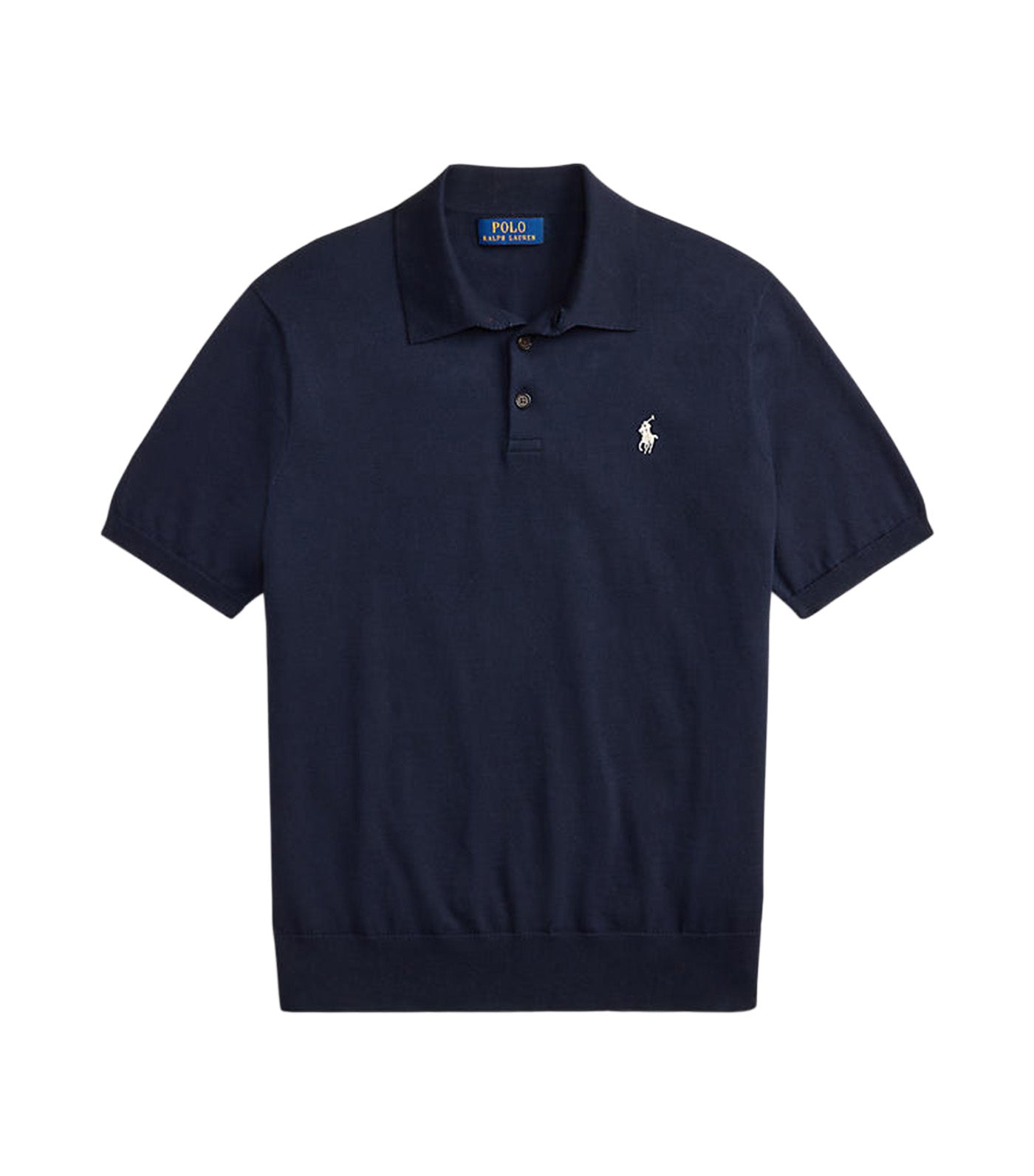 Men's Cotton Polo-Collar Sweater Blue