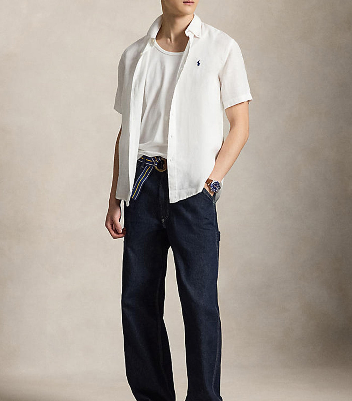 Men's Custom Fit Linen Shirt White