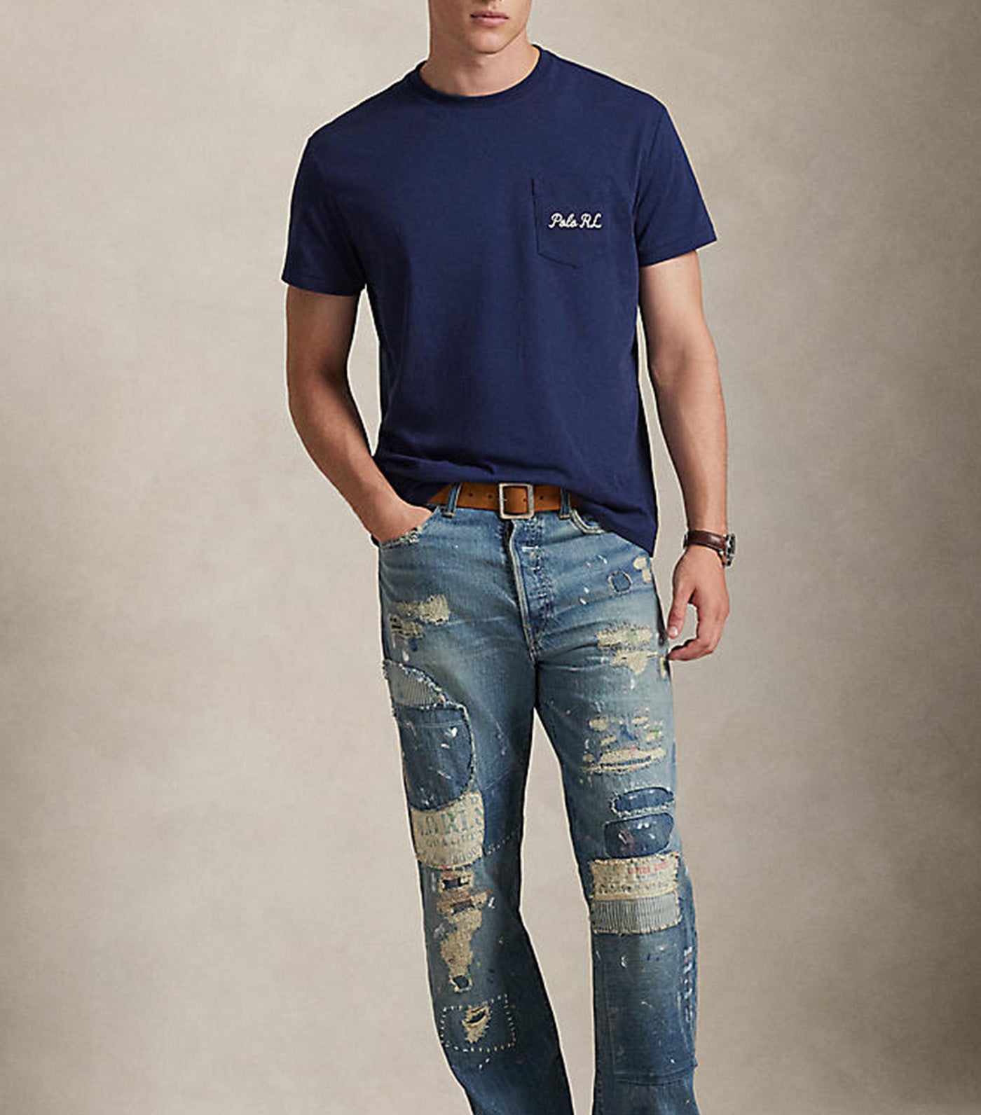 Men's Custom Slim Fit Polo Bear T-Shirt Blue