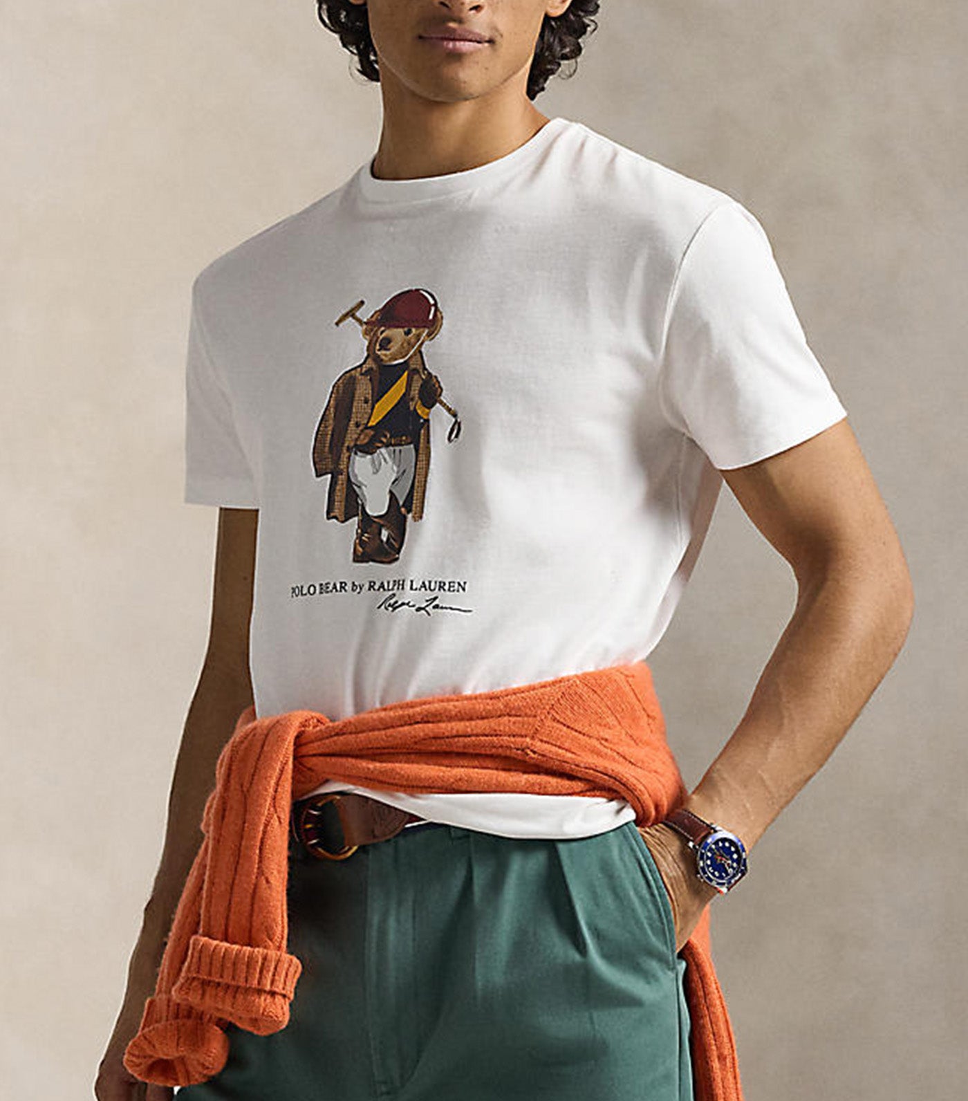 Men's Custom Slim Fit Polo Bear T-Shirt White