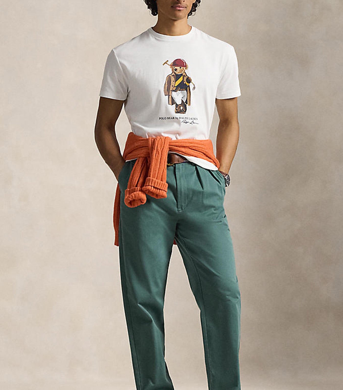 Men's Custom Slim Fit Polo Bear T-Shirt White