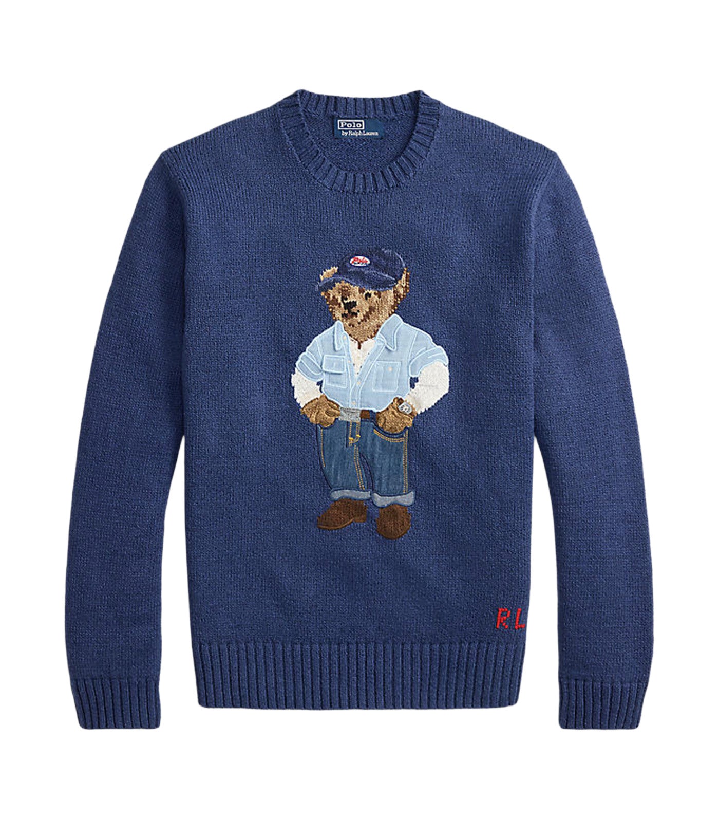 Men's Polo Bear Cotton-Linen Sweater Navy
