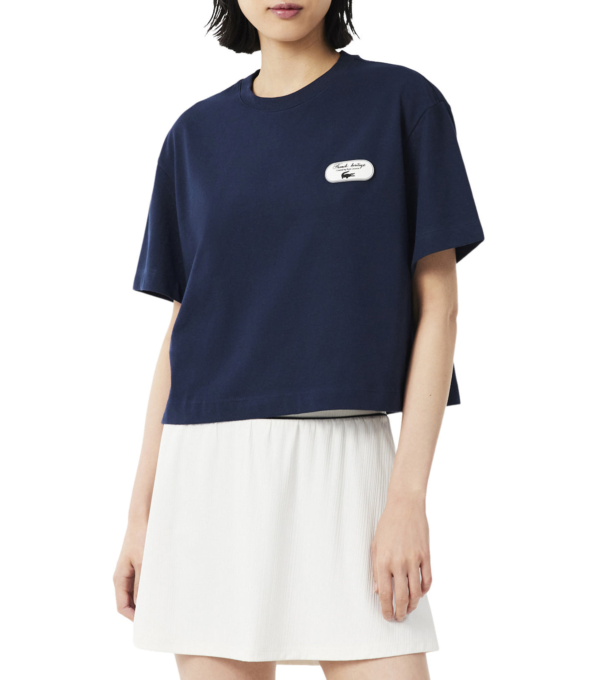 Oversized Tennis Heritage Badge T-Shirt Navy Blue