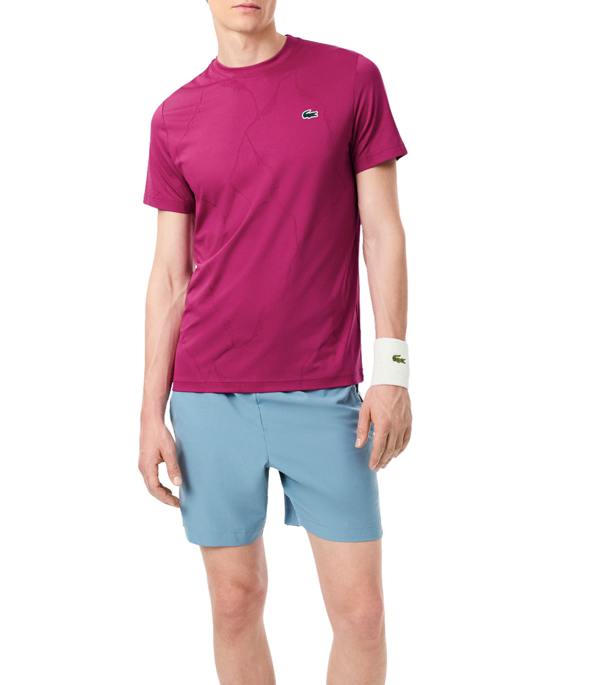Ultra Dry Crocodile Jacquard Tennis T-Shirt Rubine Red