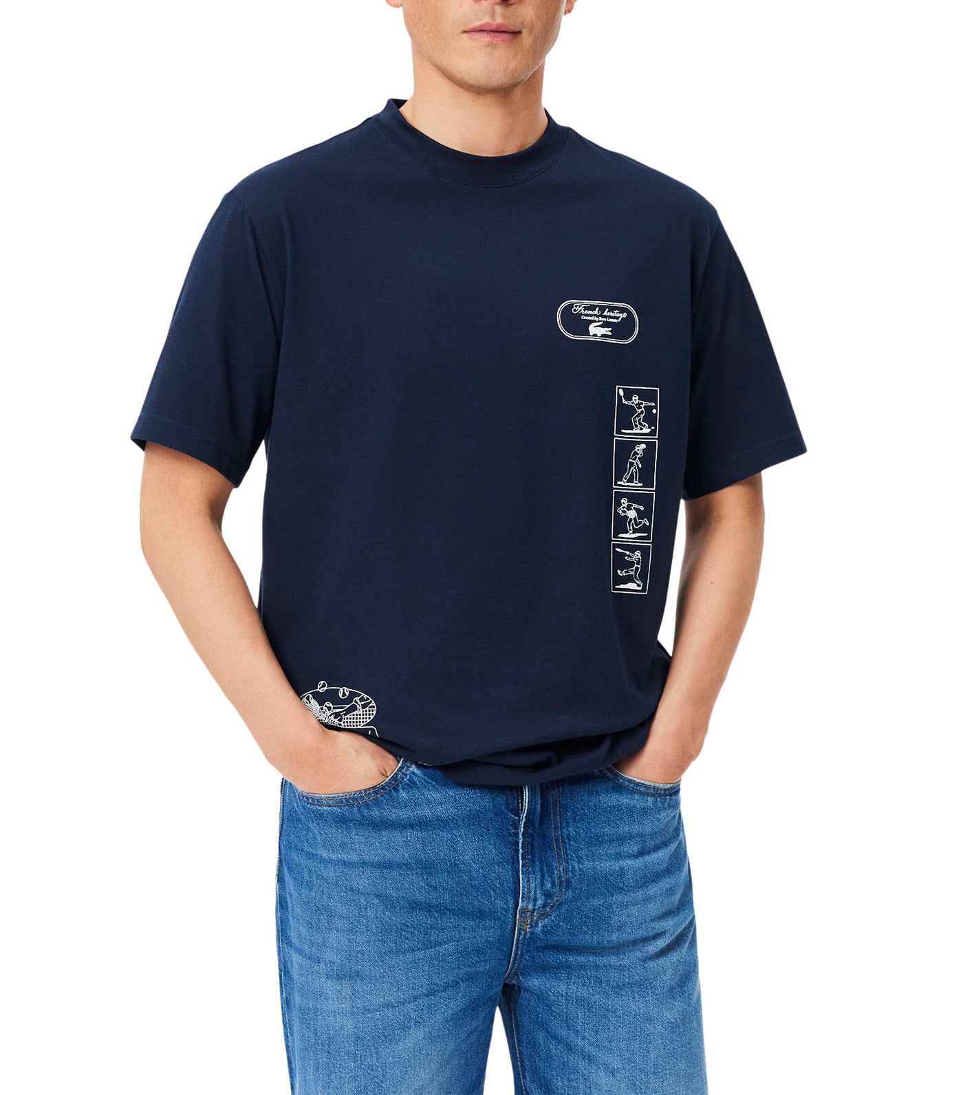 Ultra Dry Tennis Heritage Print T-shirt Navy Blue
