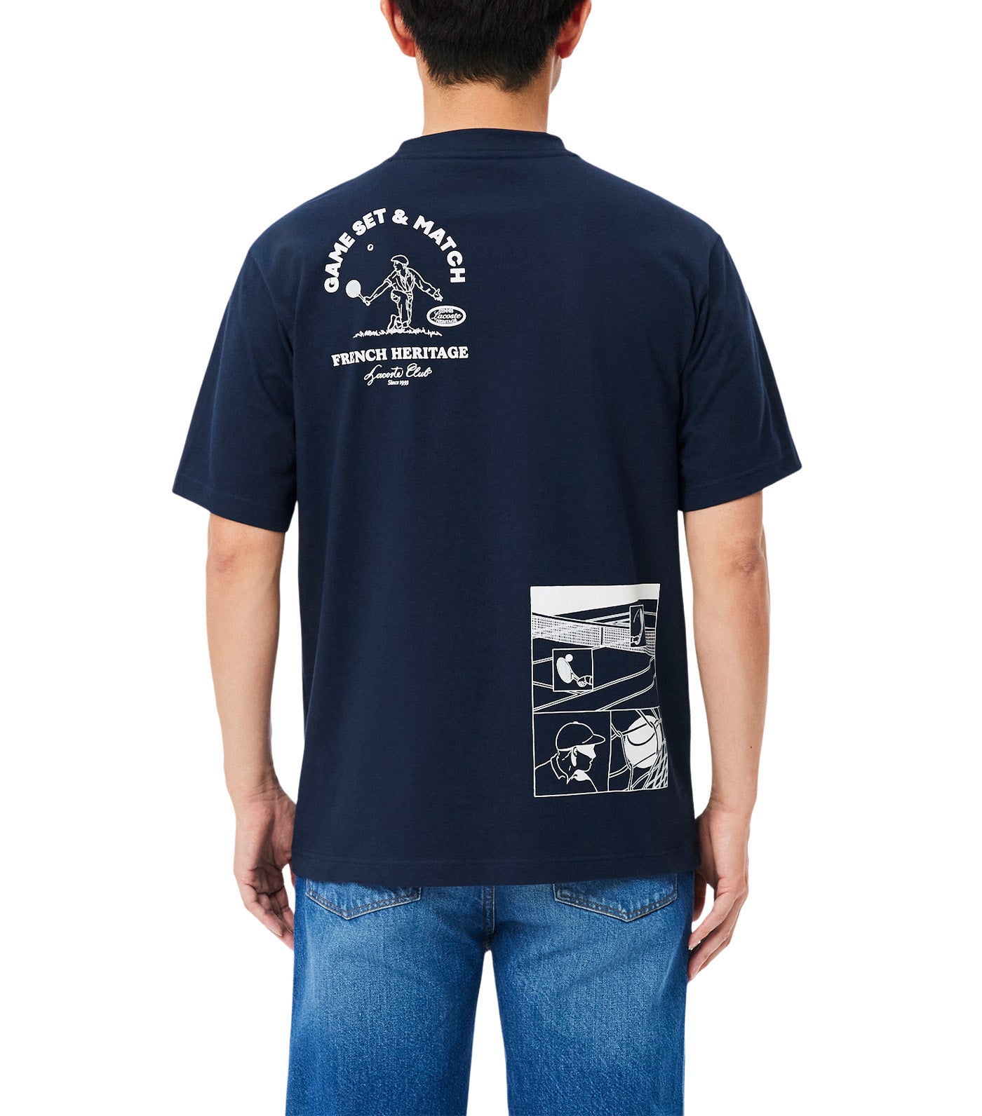 Ultra Dry Tennis Heritage Print T-shirt Navy Blue