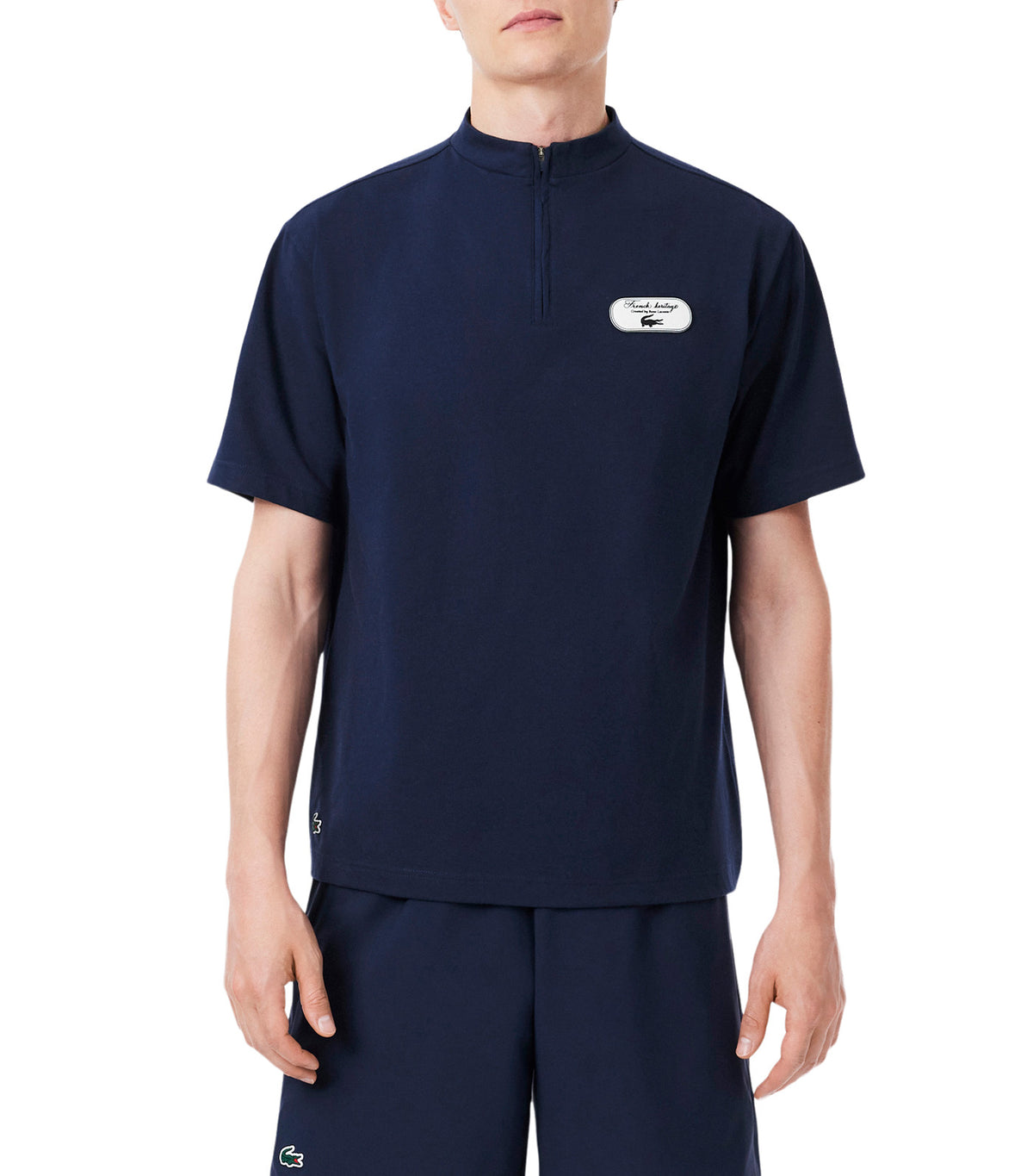 Quarter Zip Tennis Heritage T-Shirt Navy Blue