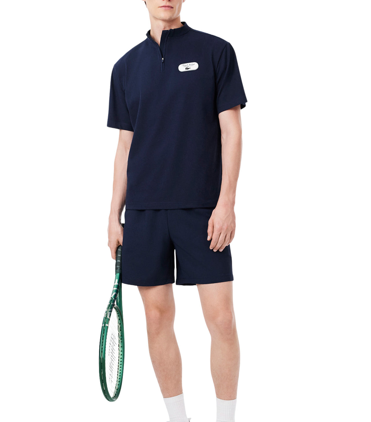 Quarter Zip Tennis Heritage T-Shirt Navy Blue