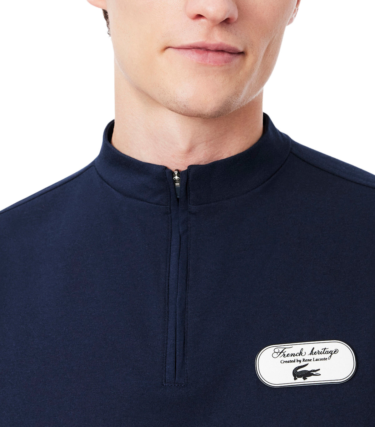 Quarter Zip Tennis Heritage T-Shirt Navy Blue
