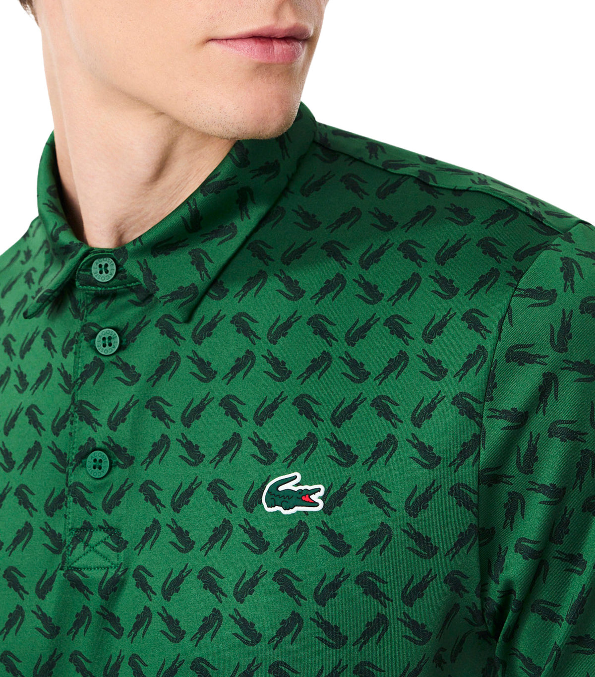 Regular Fit Printed Golf Polo Shirt Fairway/Sinople