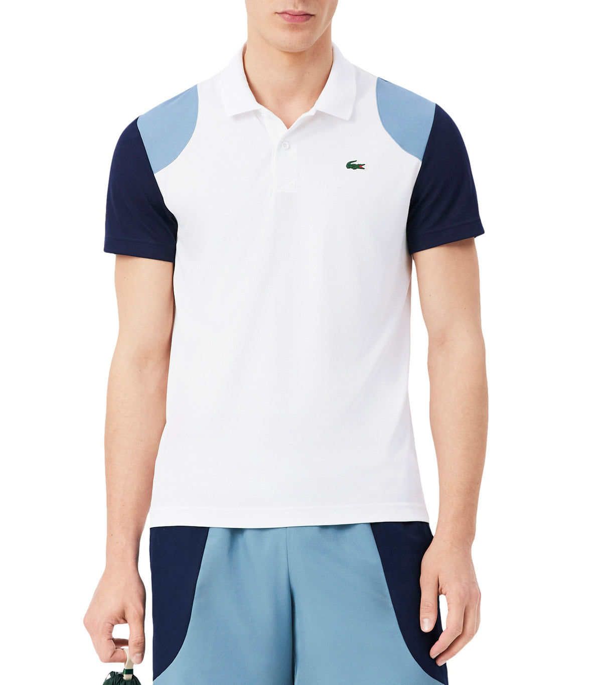 Ultra Dry Color-Block Sport Polo Shirt White/Aral/Navy Blue