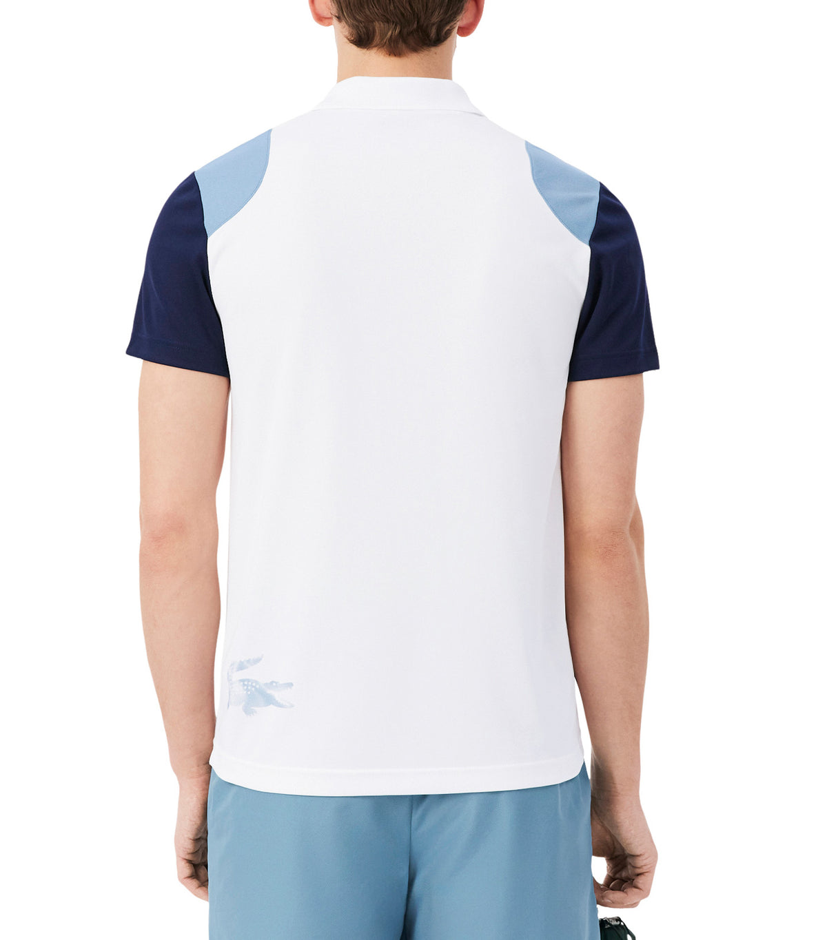 Ultra Dry Color-Block Sport Polo Shirt White/Aral/Navy Blue