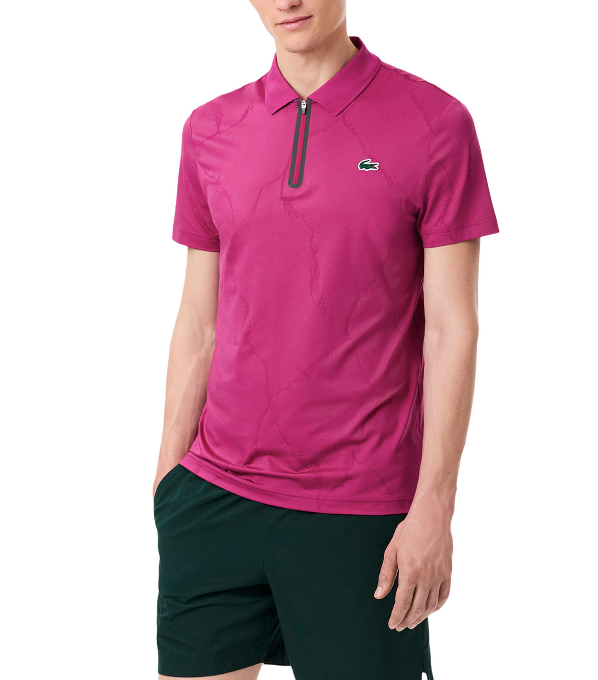 Ultra Dry Jacquard Crocodile Tennis Polo Shirt Rubine Red