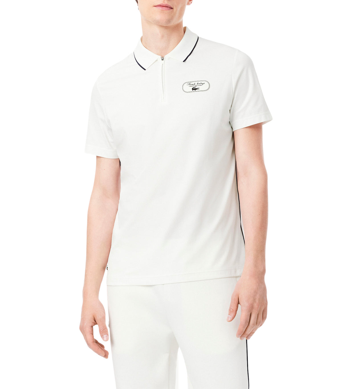 Ultra Dry Badge Accent Tennis Heritage Polo Shirt Flour/Navy Blue
