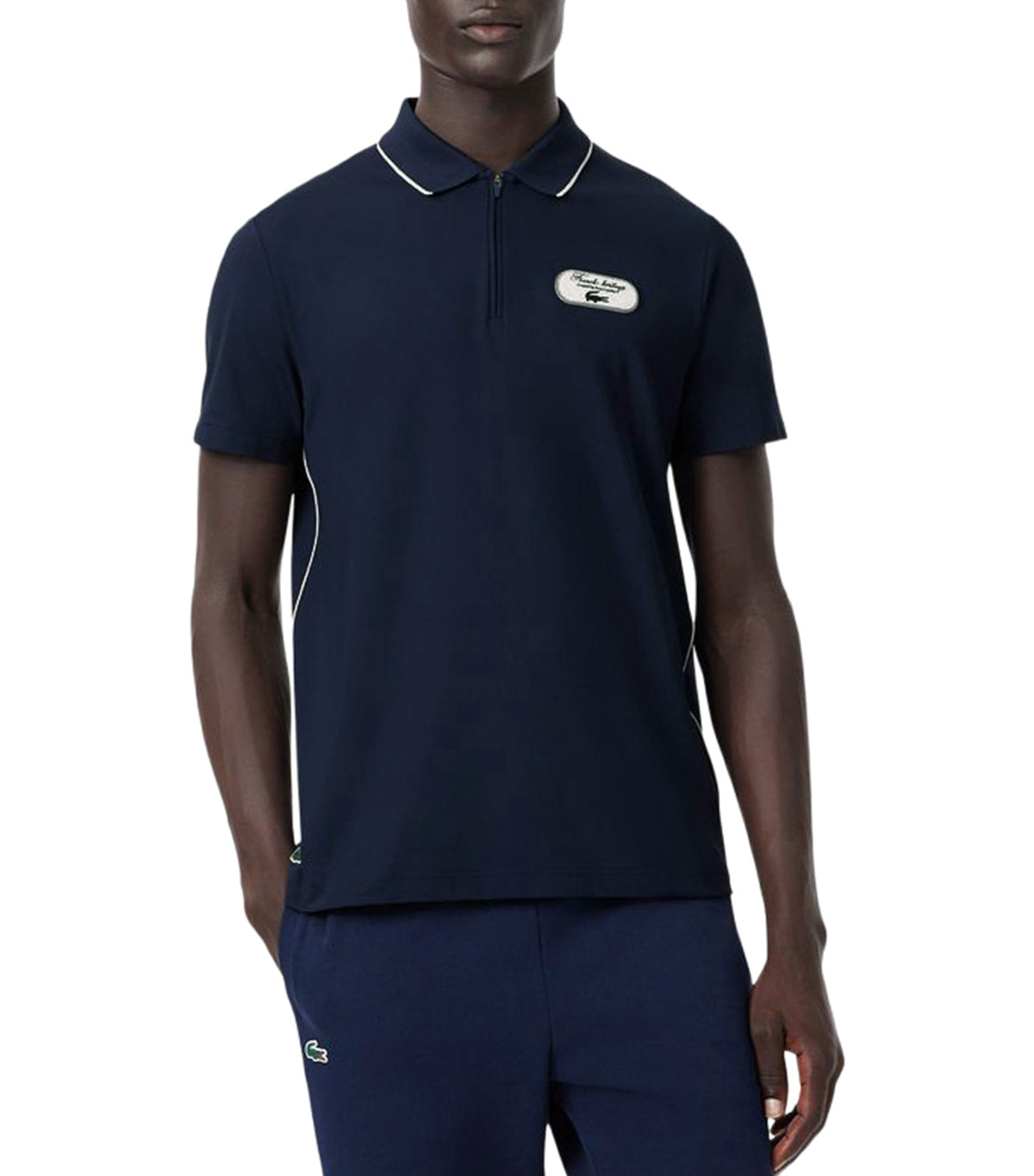 Ultra Dry Badge Accent Tennis Heritage Polo Shirt Navy Blue/Flour