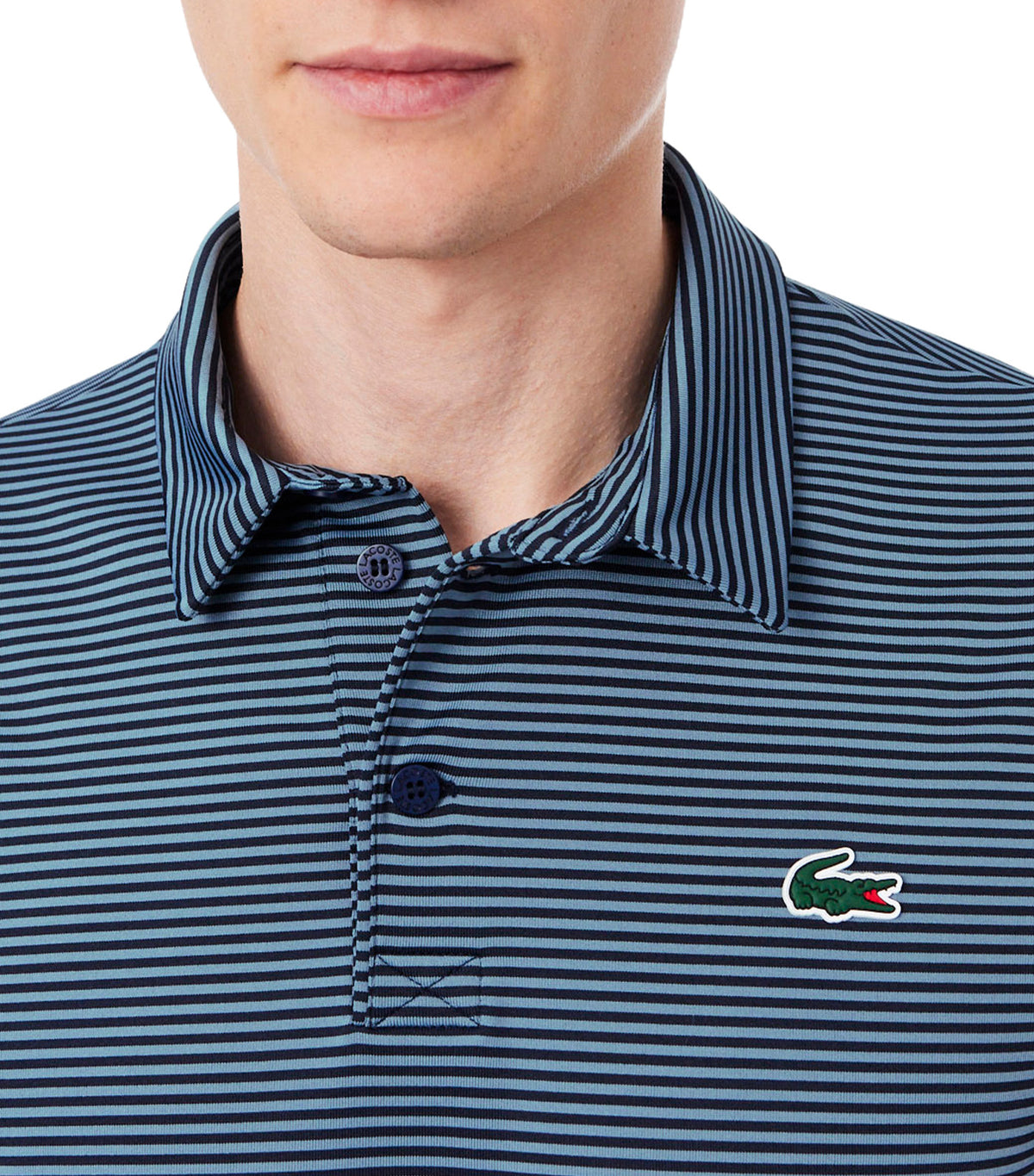 Ultra Dry Striped Golf Polo Shirt Navy Blue/Aral