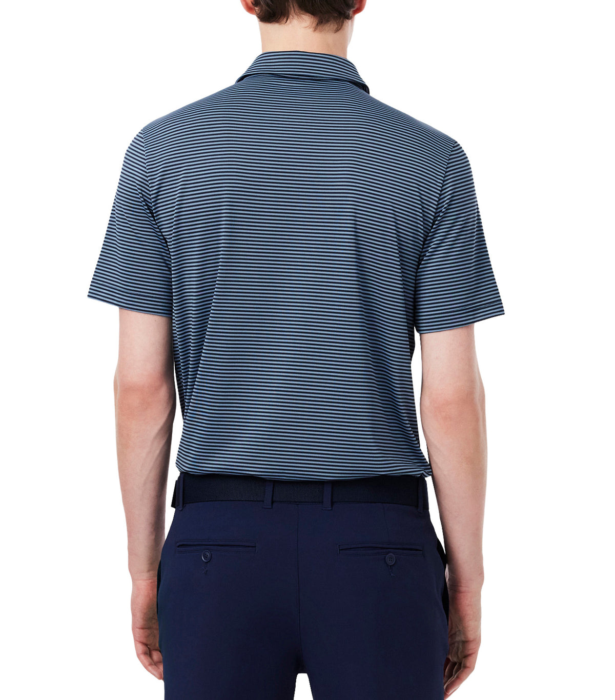 Ultra Dry Striped Golf Polo Shirt Navy Blue/Aral