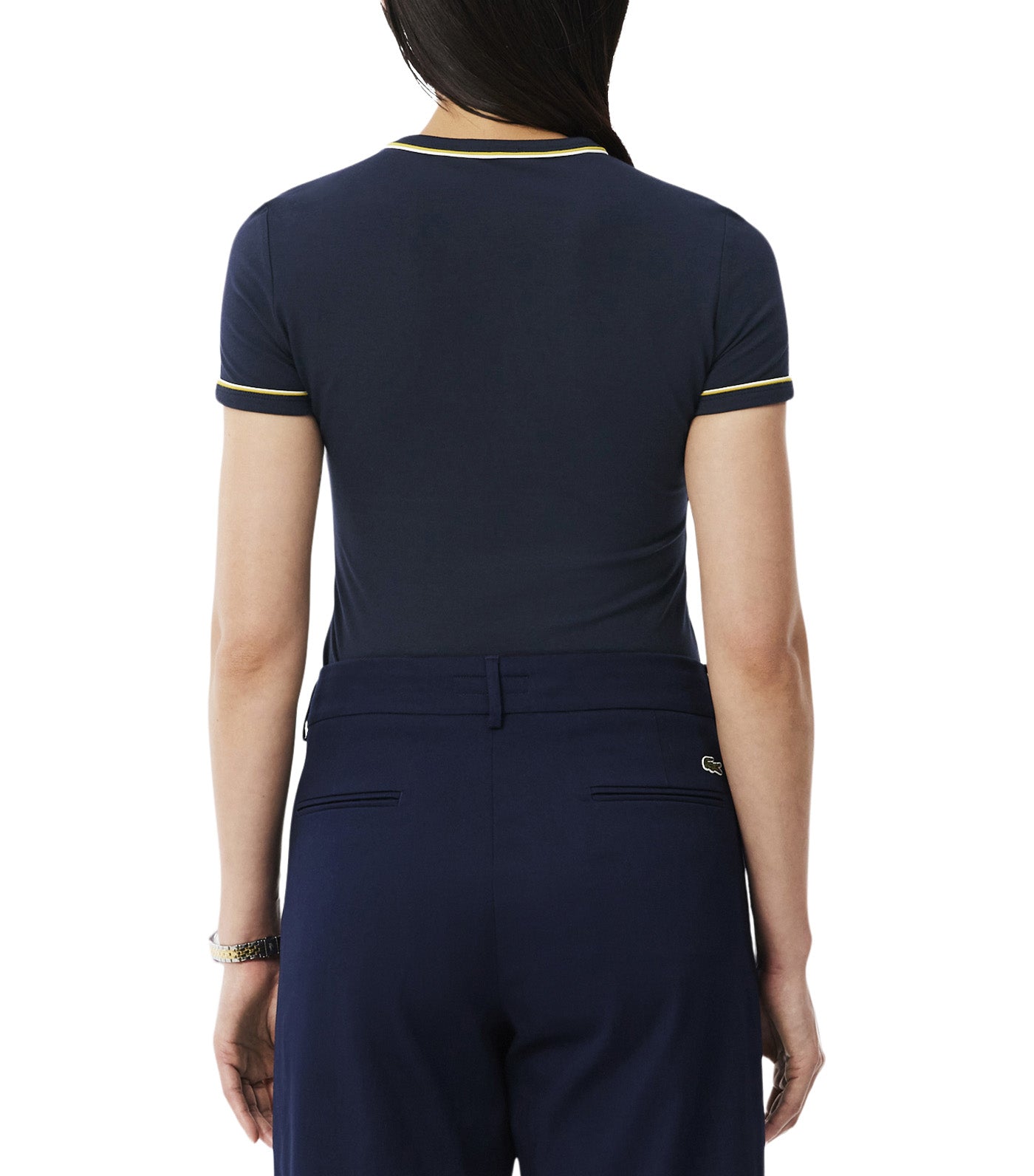 Contrast Trim Jersey T-Shirt Dark Navy Blue/Flour