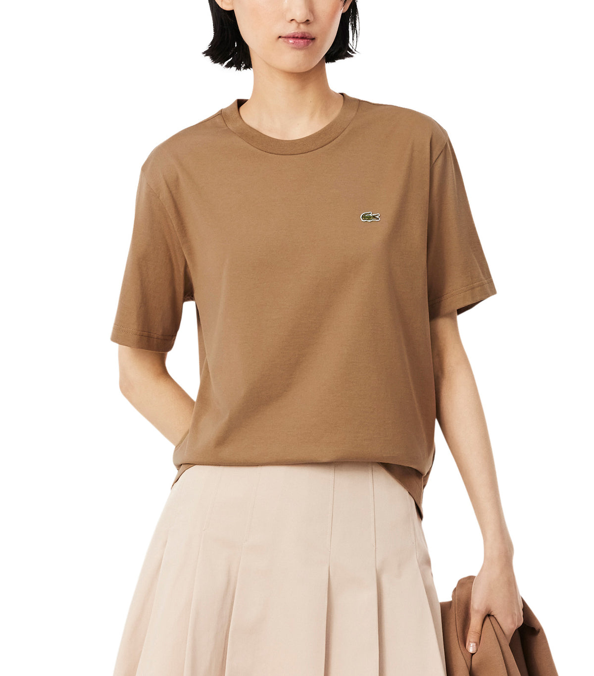 Lacoste Women Lightweight Cotton Pima Jersey T-Shirt Cookie