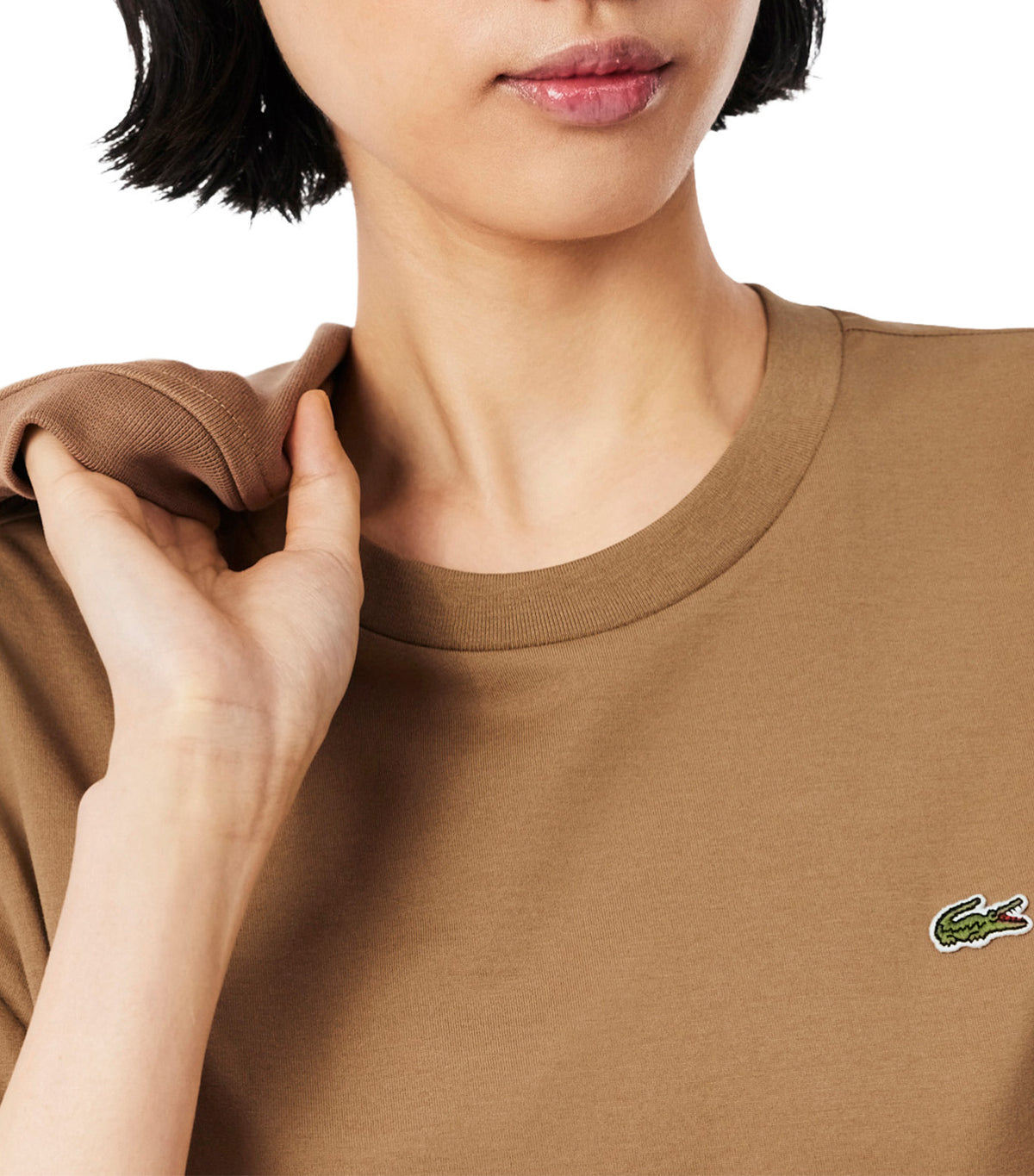 Lacoste Women Lightweight Cotton Pima Jersey T-Shirt Cookie
