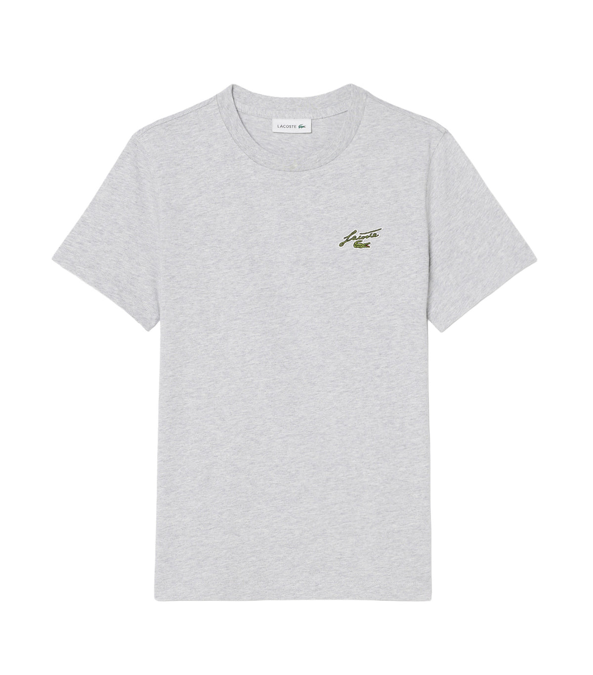 Regular Fit Cotton Badge T-Shirt Silver Chine