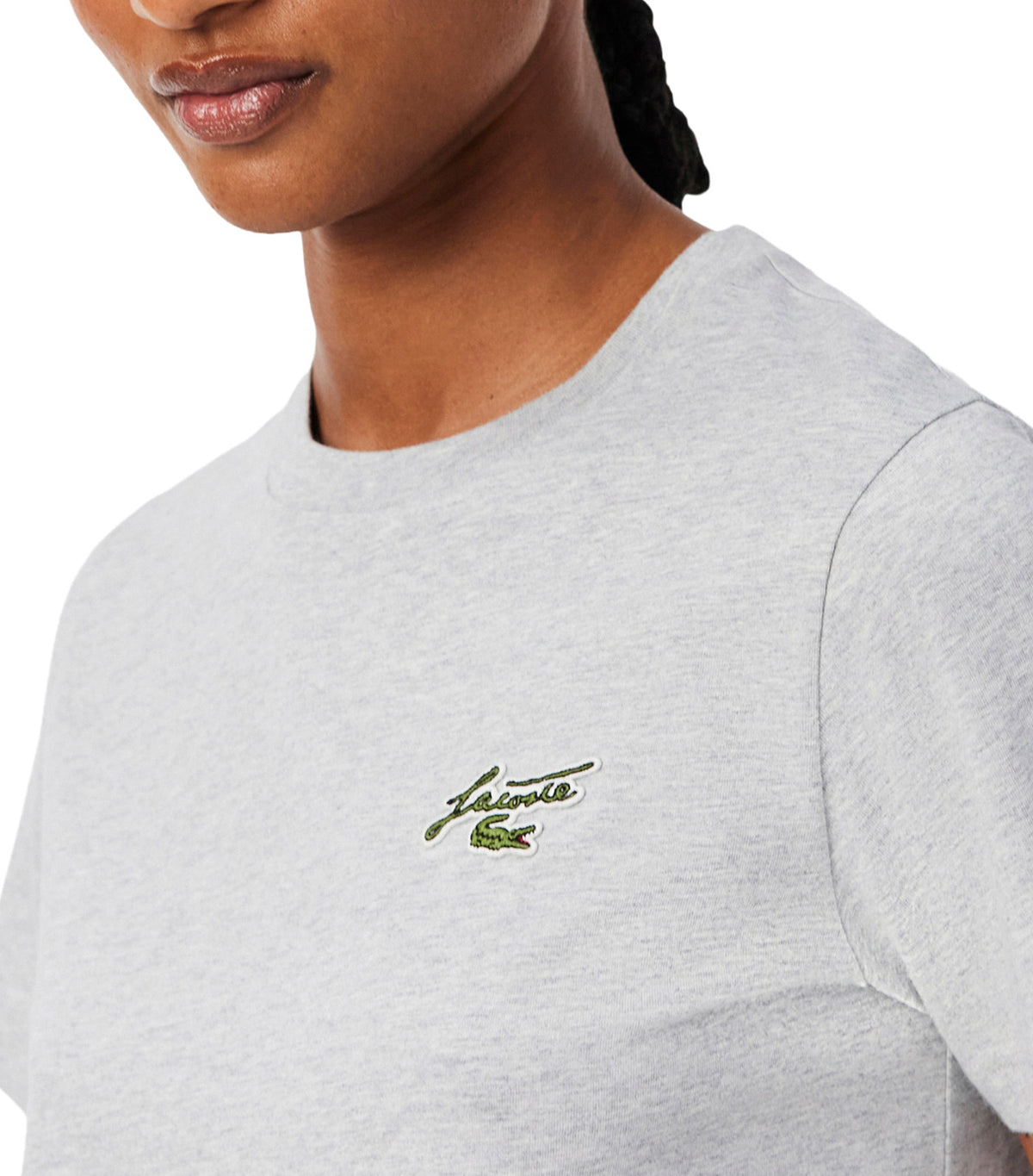 Regular Fit Cotton Badge T-Shirt Silver Chine