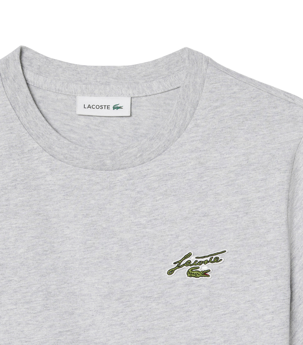 Regular Fit Cotton Badge T-Shirt Silver Chine