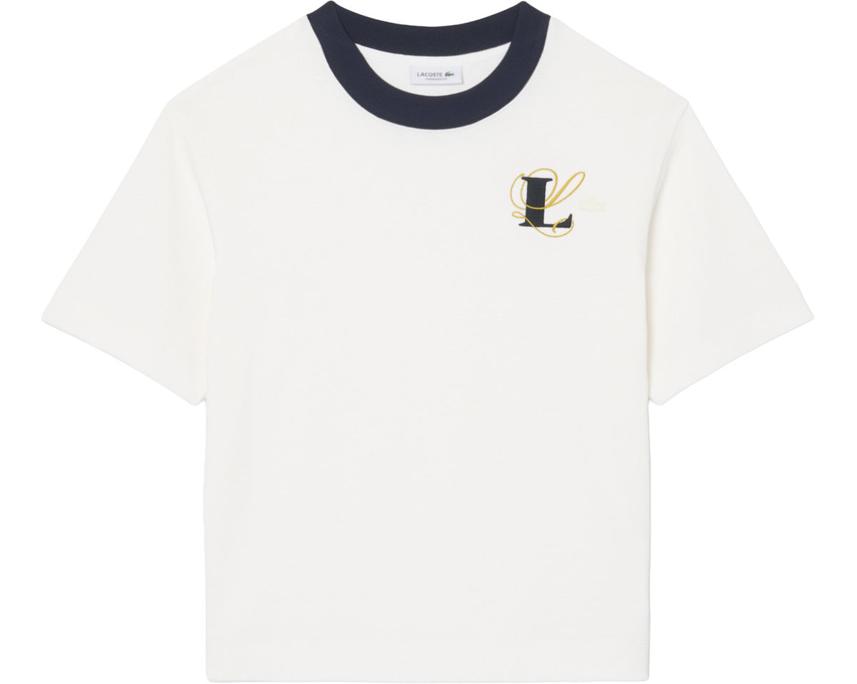 Oversized Embroidery Detail Jersey T-Shirt Flour