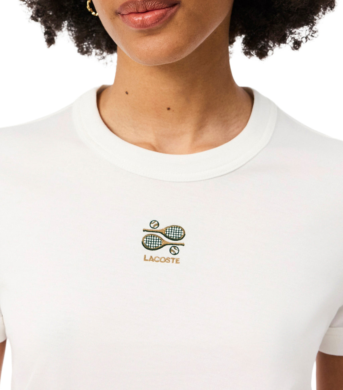 Embroidery Accent Jersey T-Shirt Flour