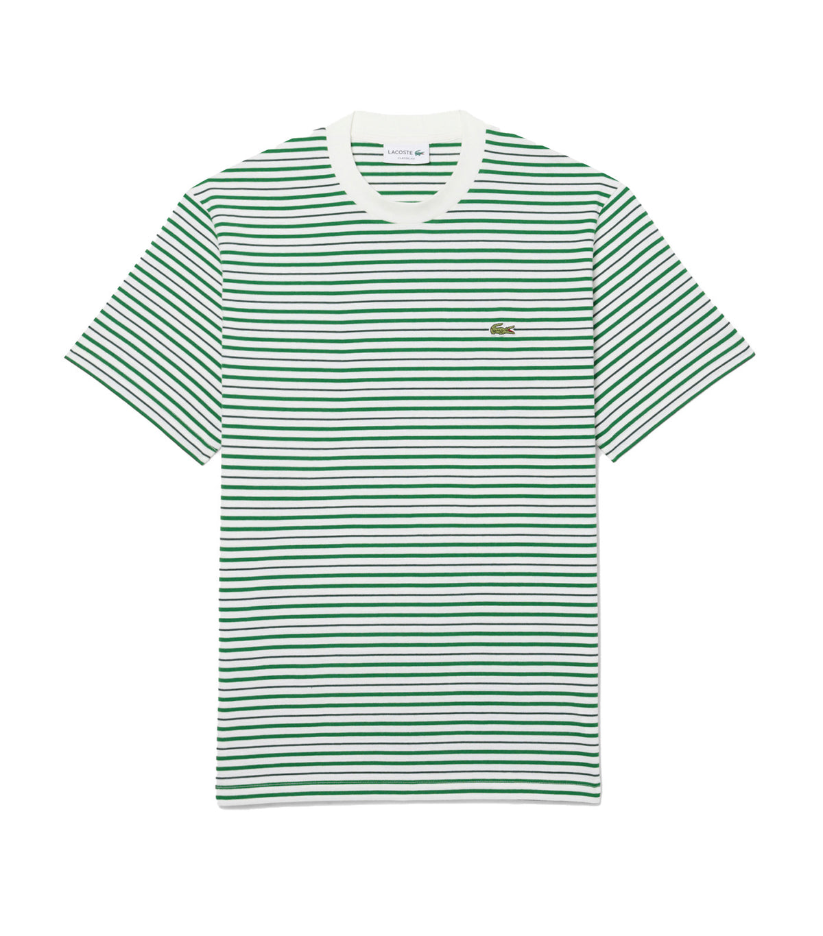 Lacoste Striped Cotton T-Shirt Fairway/Flour