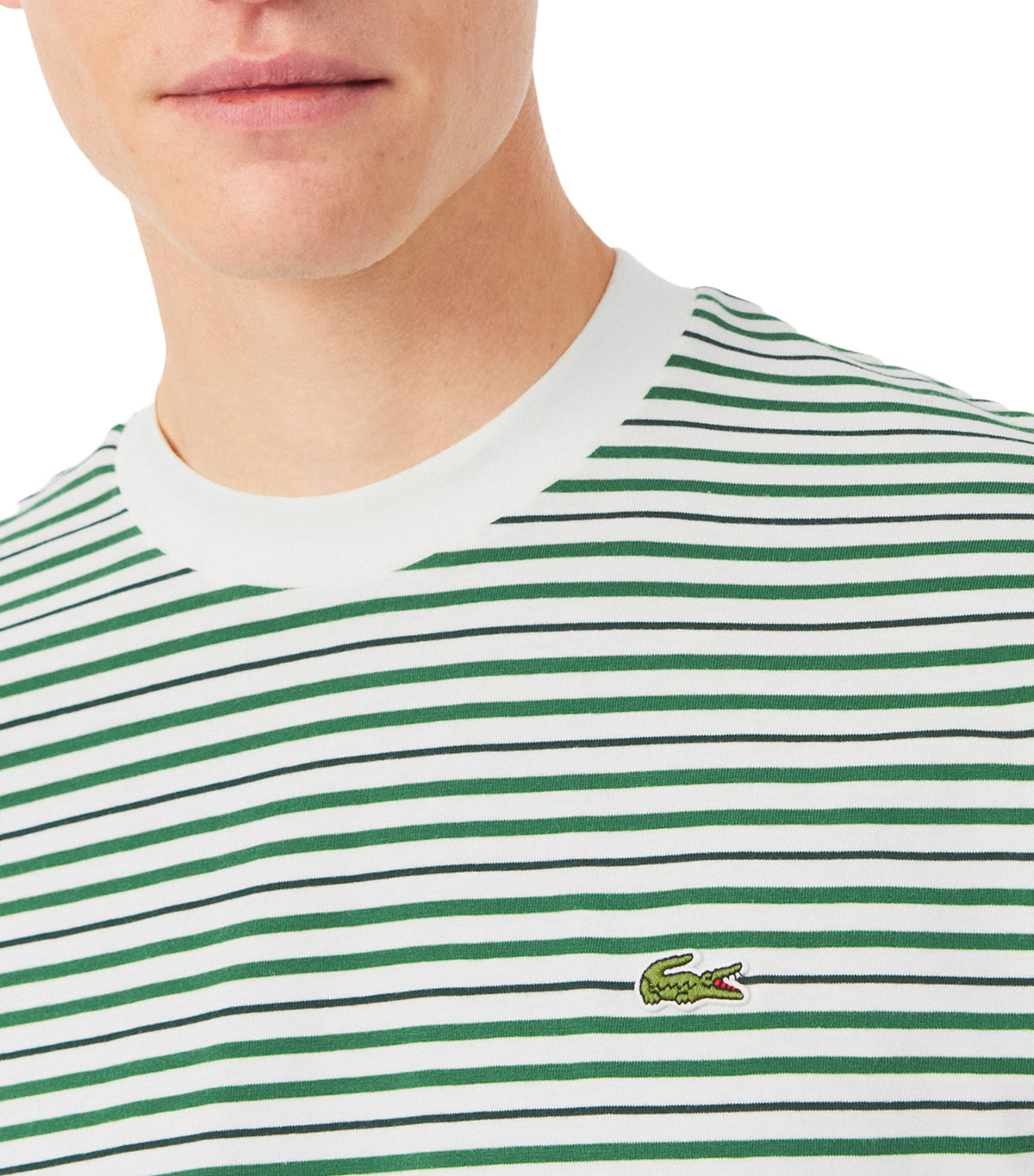 Lacoste Striped Cotton T-Shirt Fairway/Flour