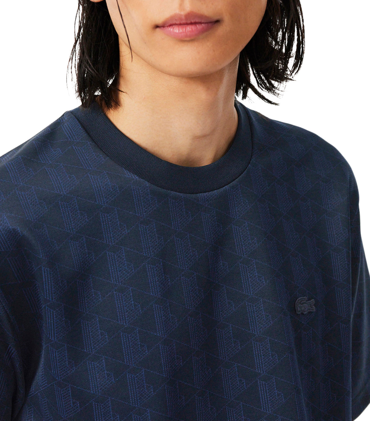 Monogram Jacquard T-Shirt Navy Blue