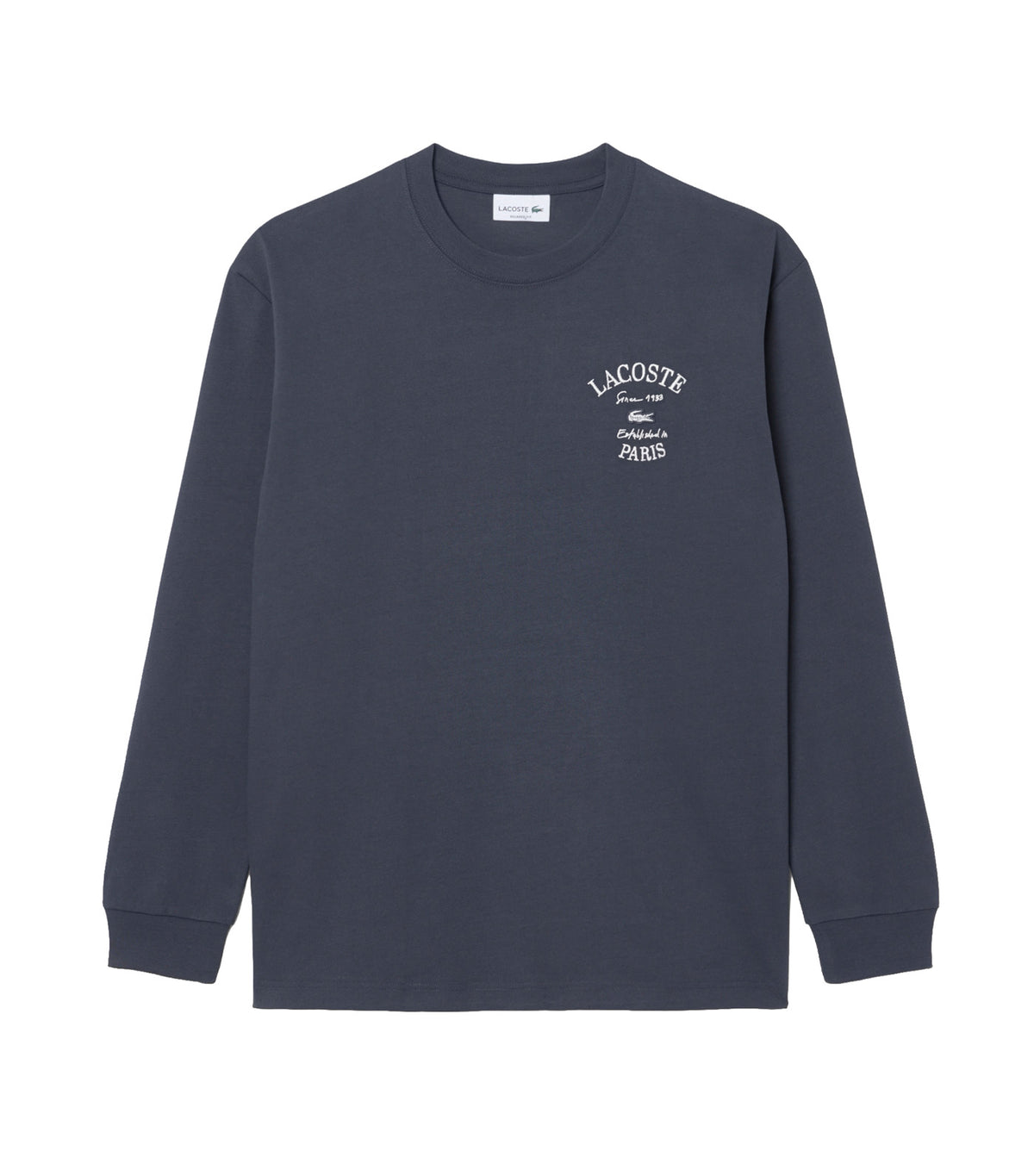 Relaxed Fit Long Sleeved Embroidered T-Shirt Graphite