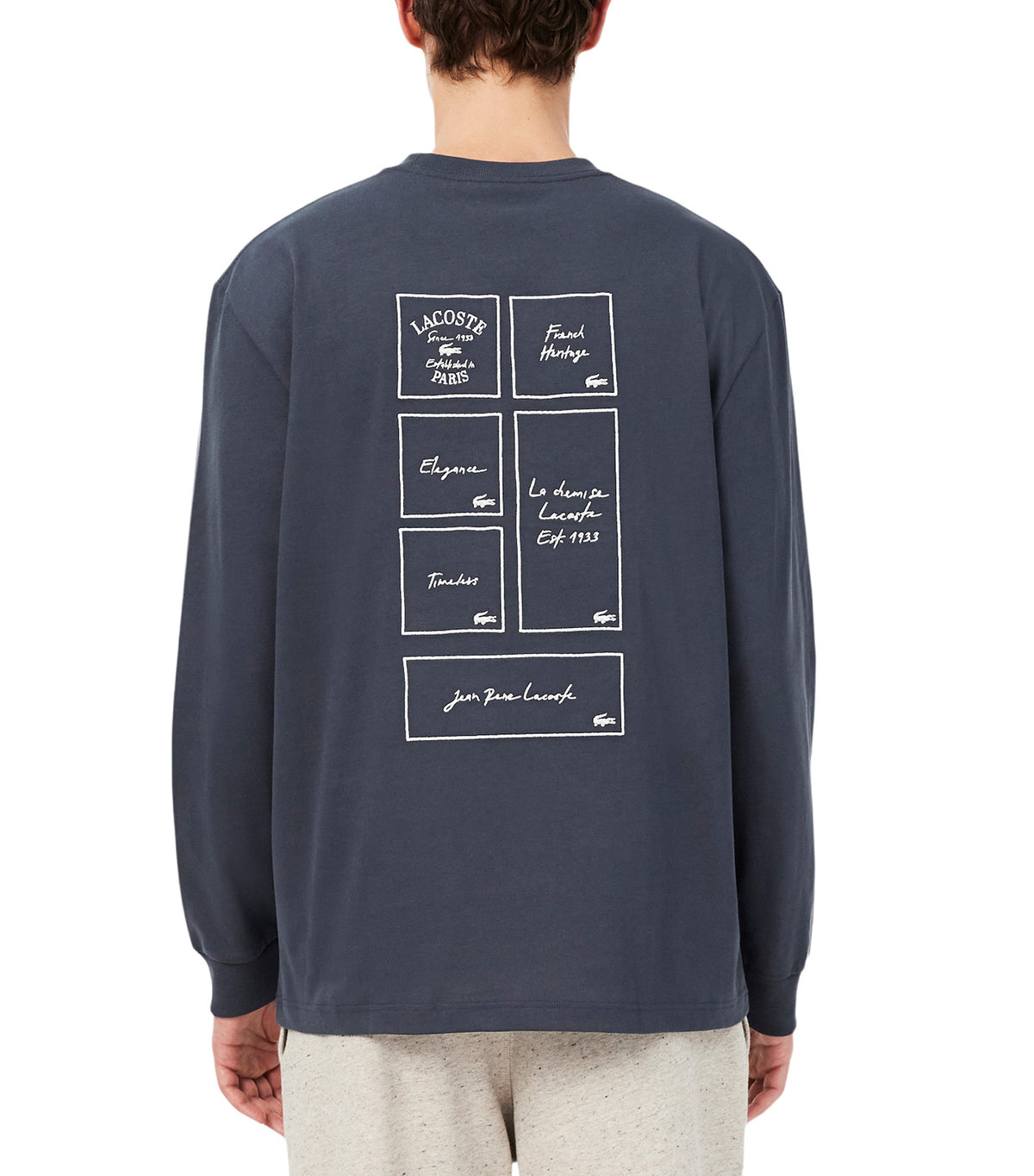 Relaxed Fit Long Sleeved Embroidered T-Shirt Graphite