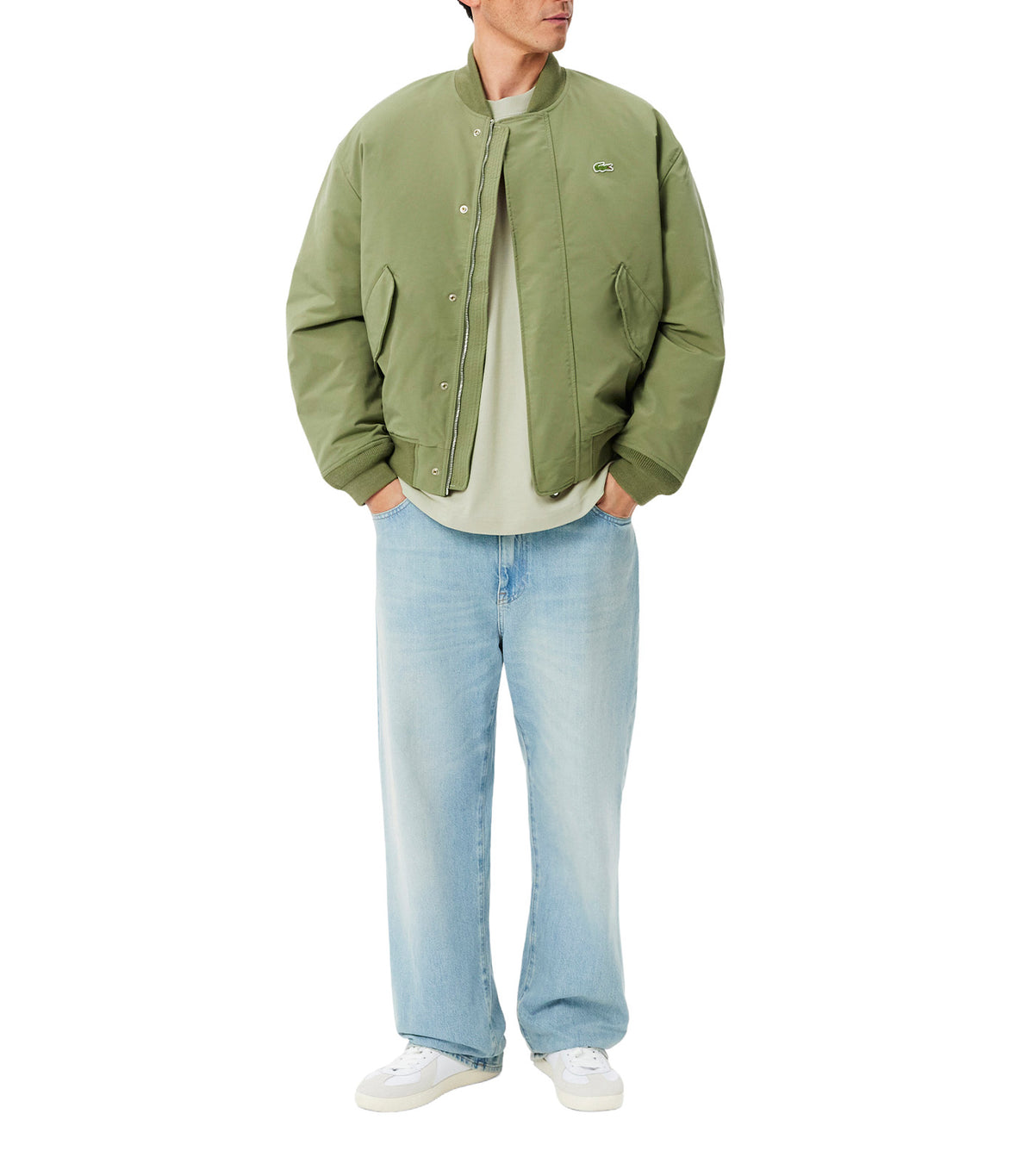 Heavy Cotton Jersey Embroidery Accent T-Shirt Light Green