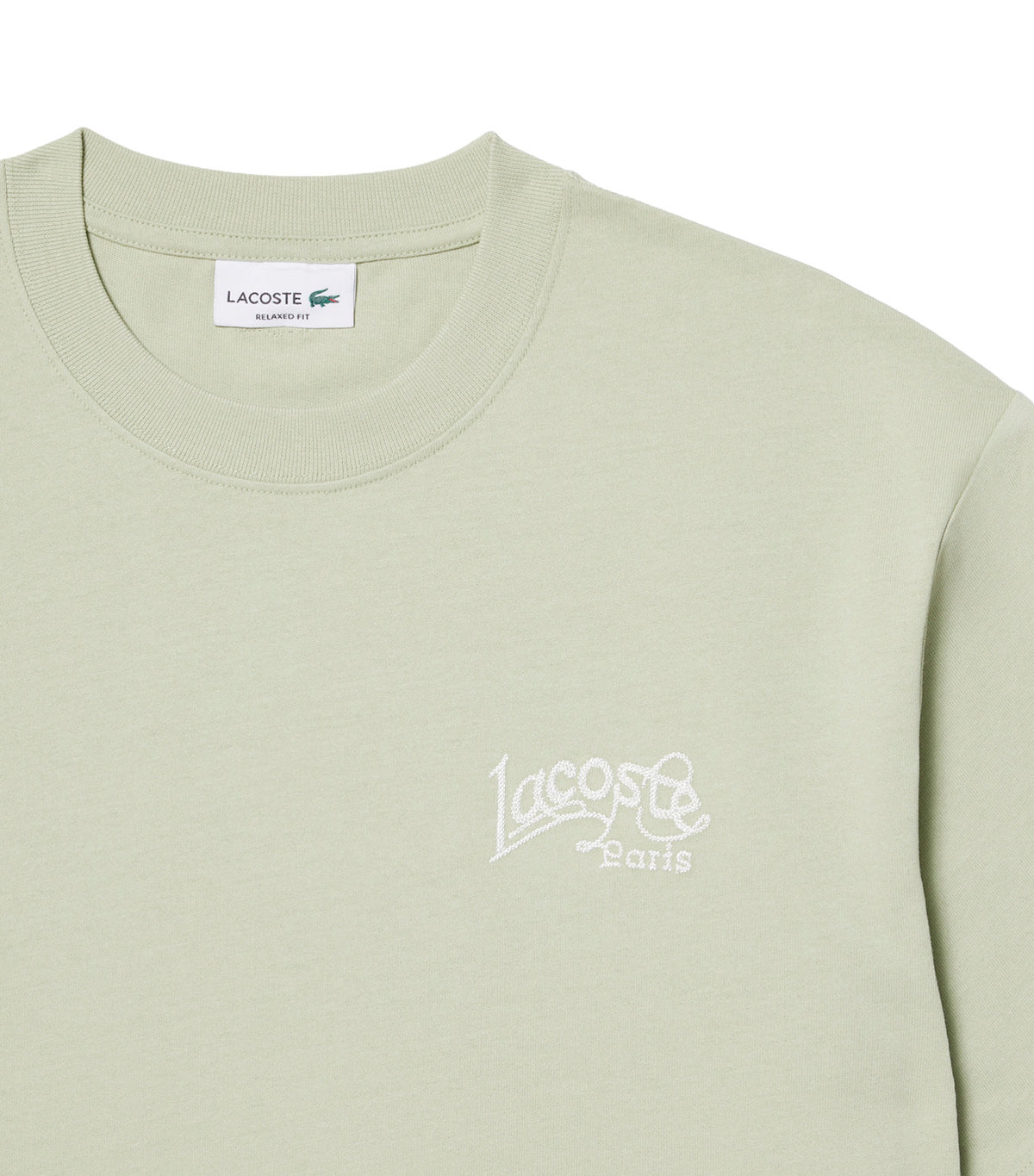 Heavy Cotton Jersey Embroidery Accent T-Shirt Light Green