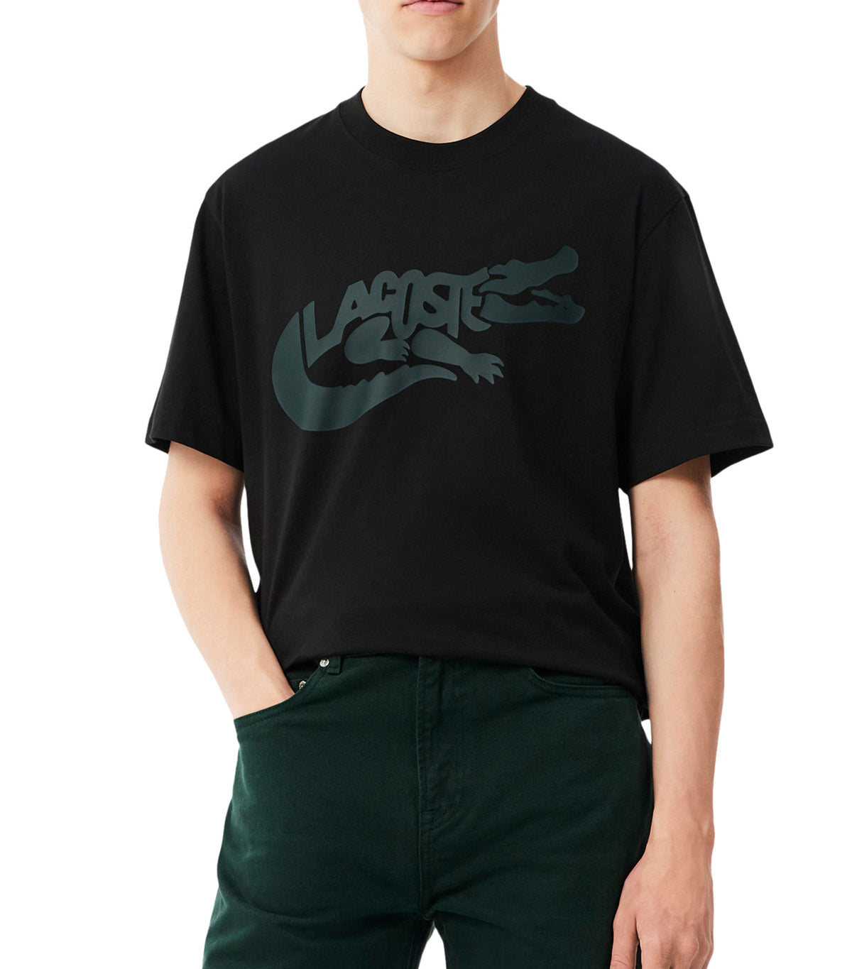 Classic Fit Printed Cotton T-Shirt Black