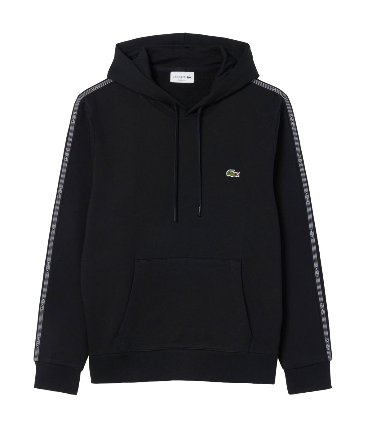 Logo Stripe Zipped Hoodie Black