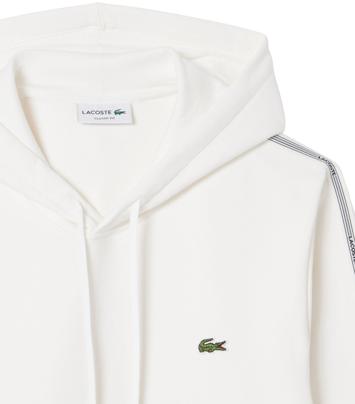 Logo Stripe Zipped Hoodie Flour