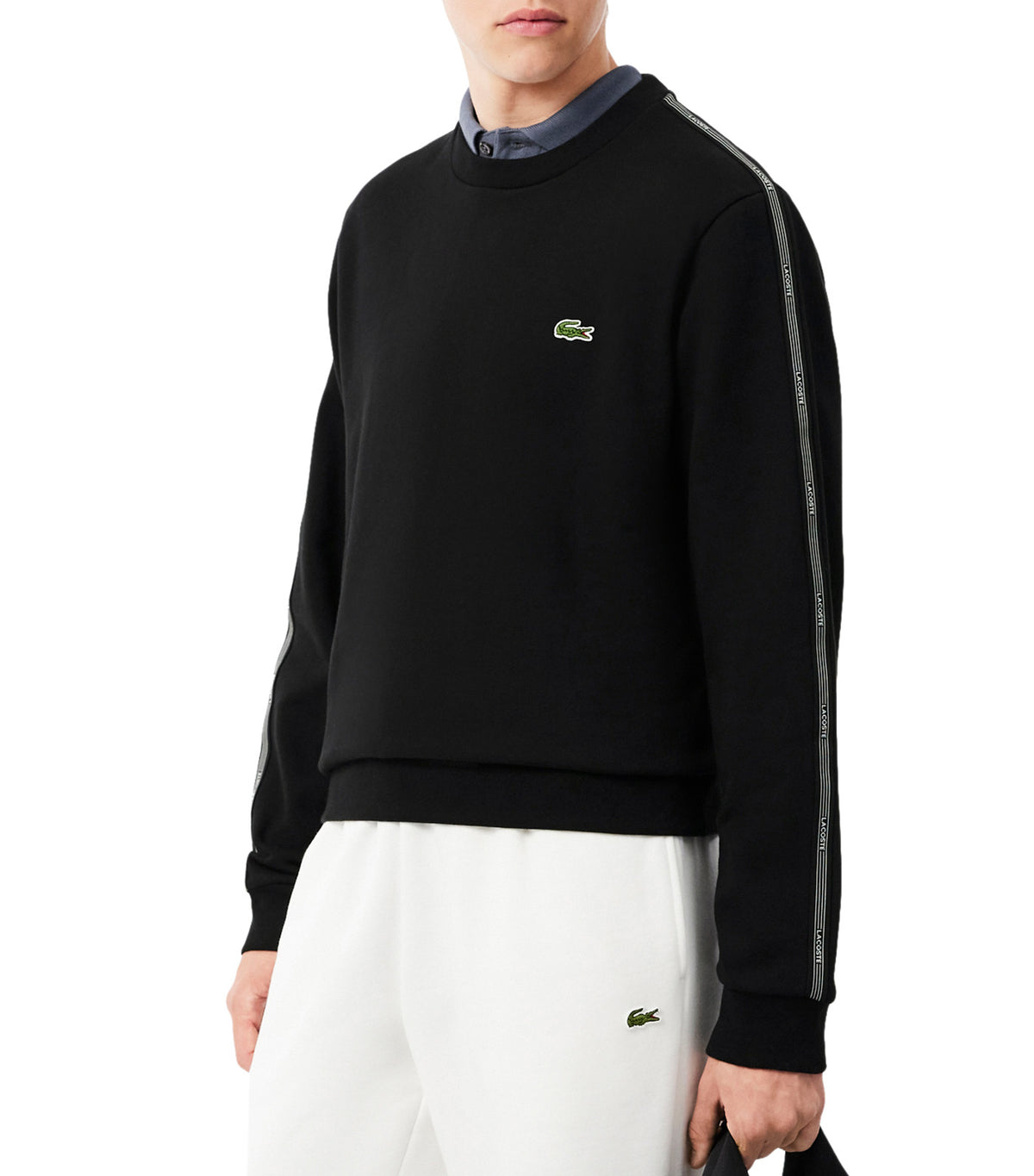 Stripe Band Fleece Sweatshirt Black