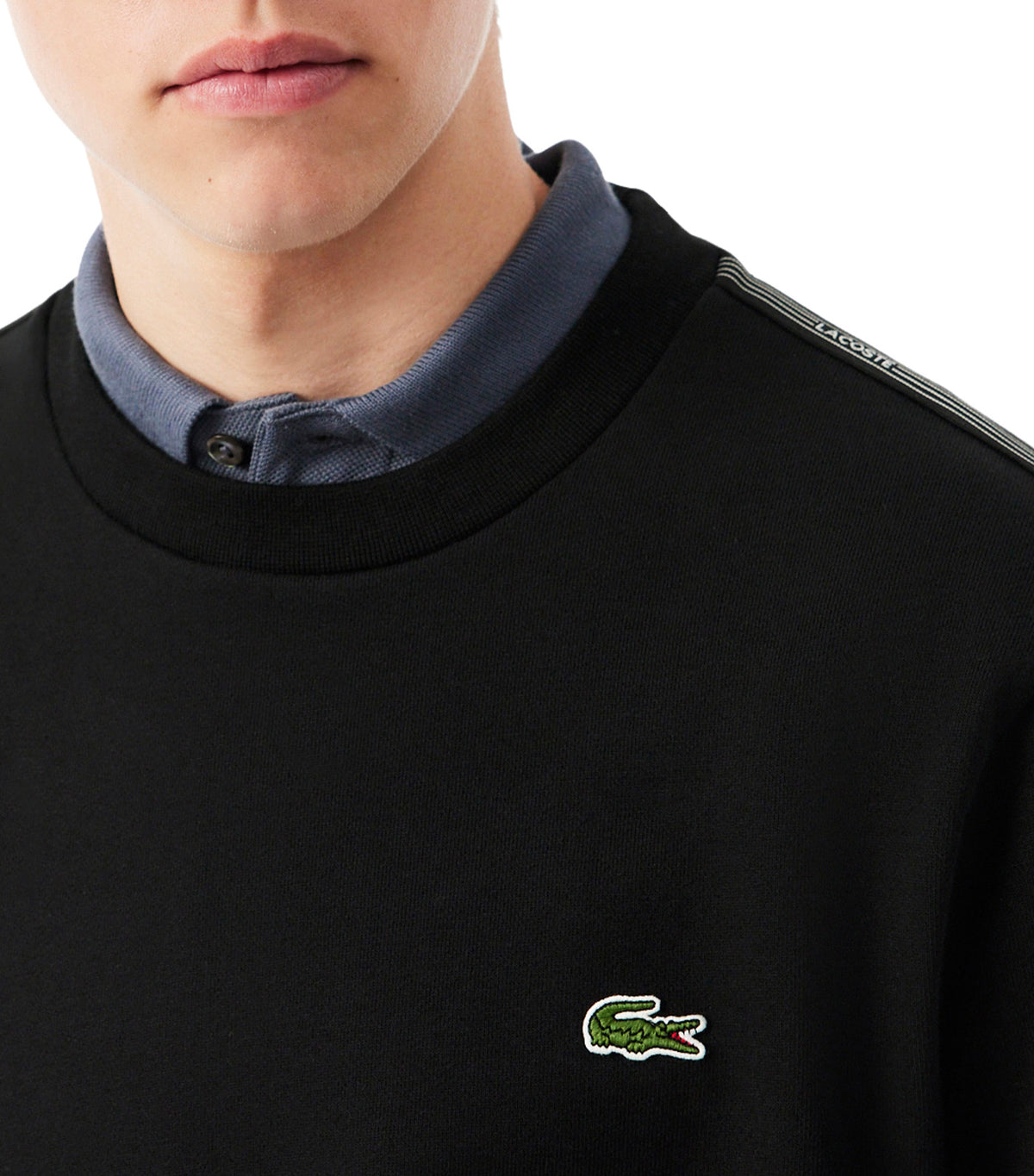 Stripe Band Fleece Sweatshirt Black