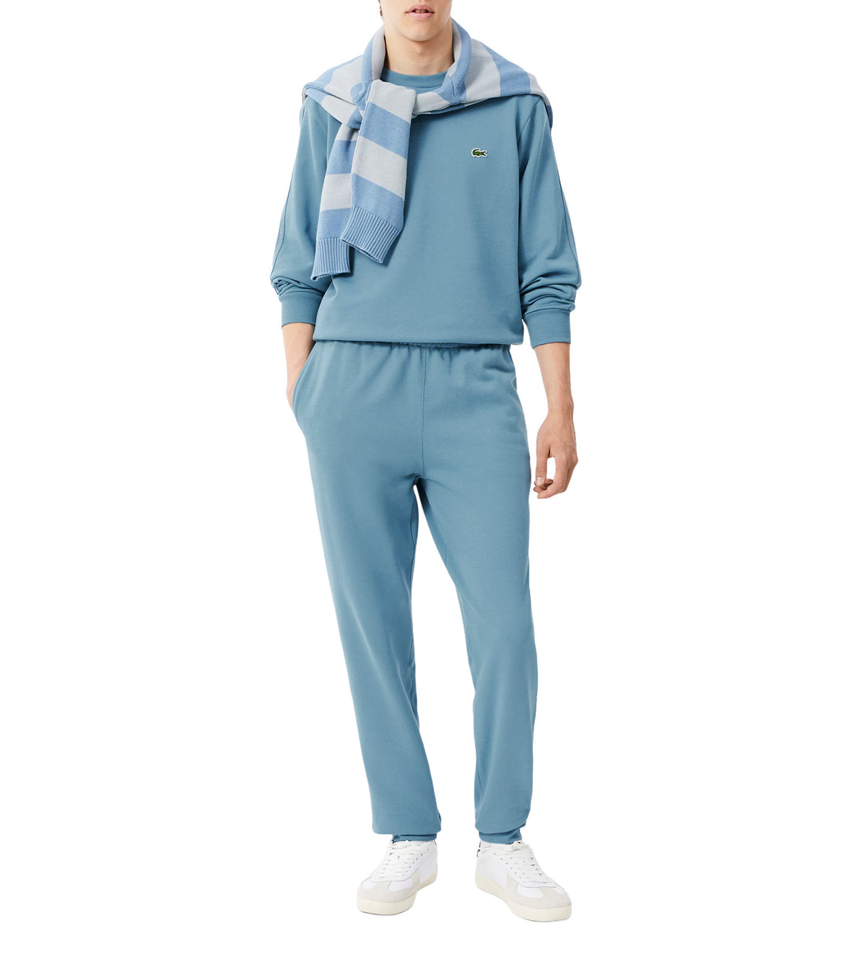 Stripe Band Fleece Sweatshirt Blue