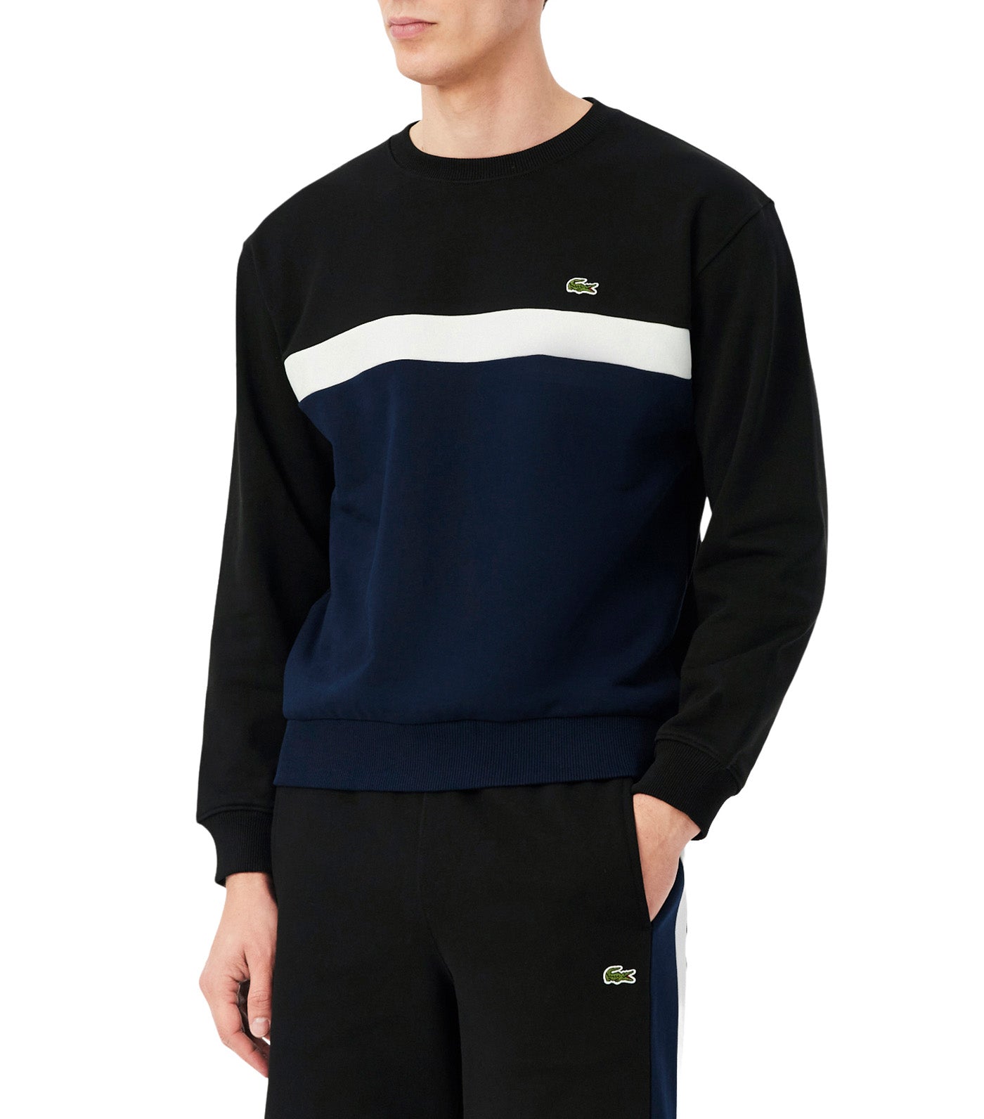 Color-block Fleece Sweatshirt Black/Navy Blue