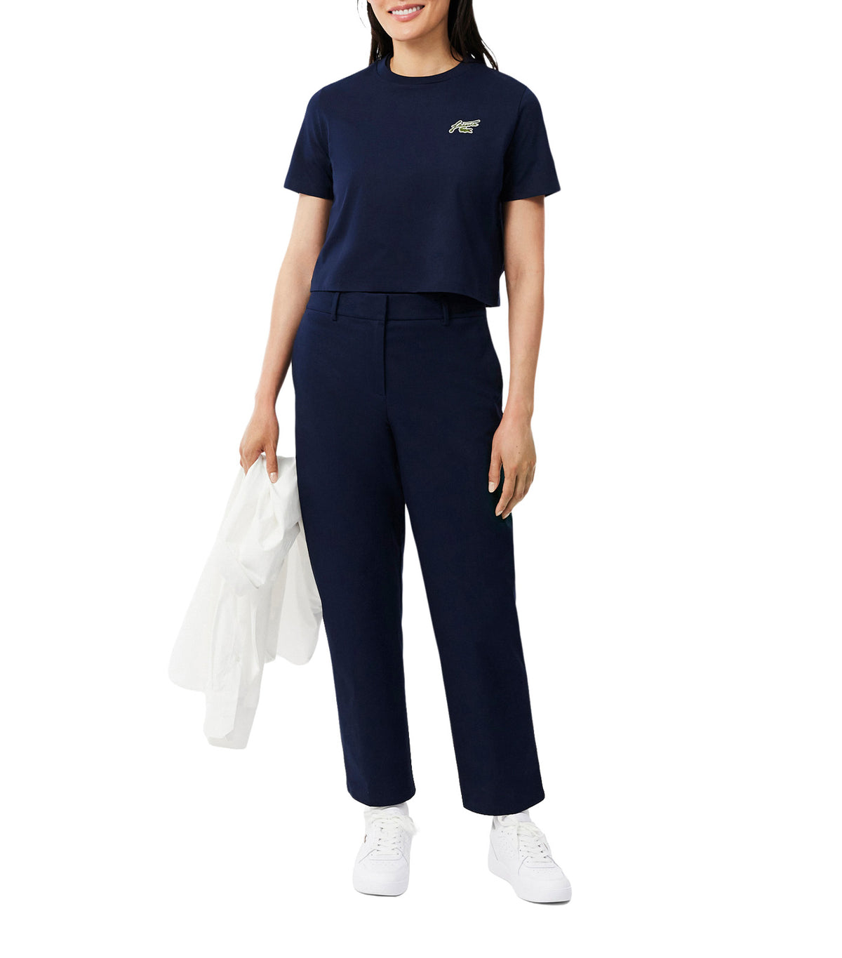 Relaxed Fit Badge Accent Cotton T-Shirt Navy Blue